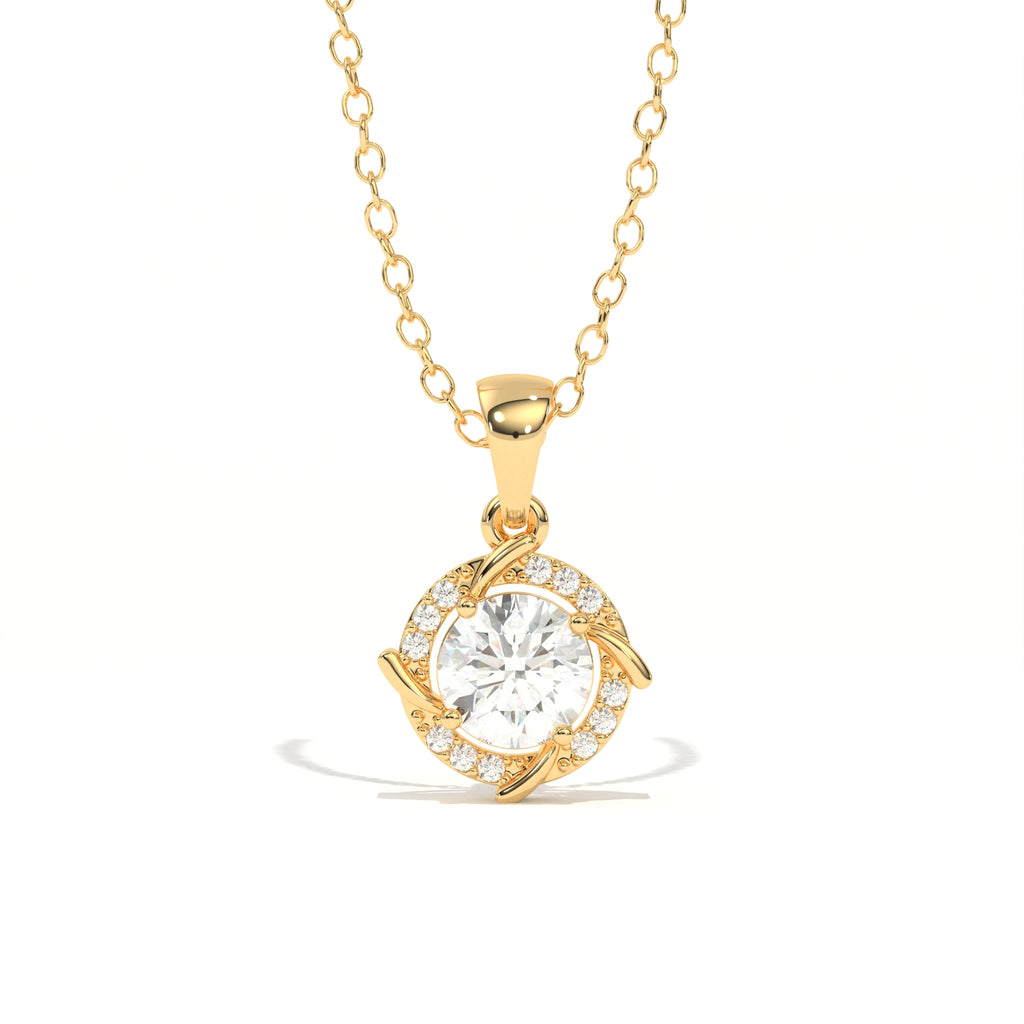 Aarinya Spiral Halo Lab-Grown Diamond Pendant, The Centurion Minimalist Concentric Swirl Ribbon Pendant
