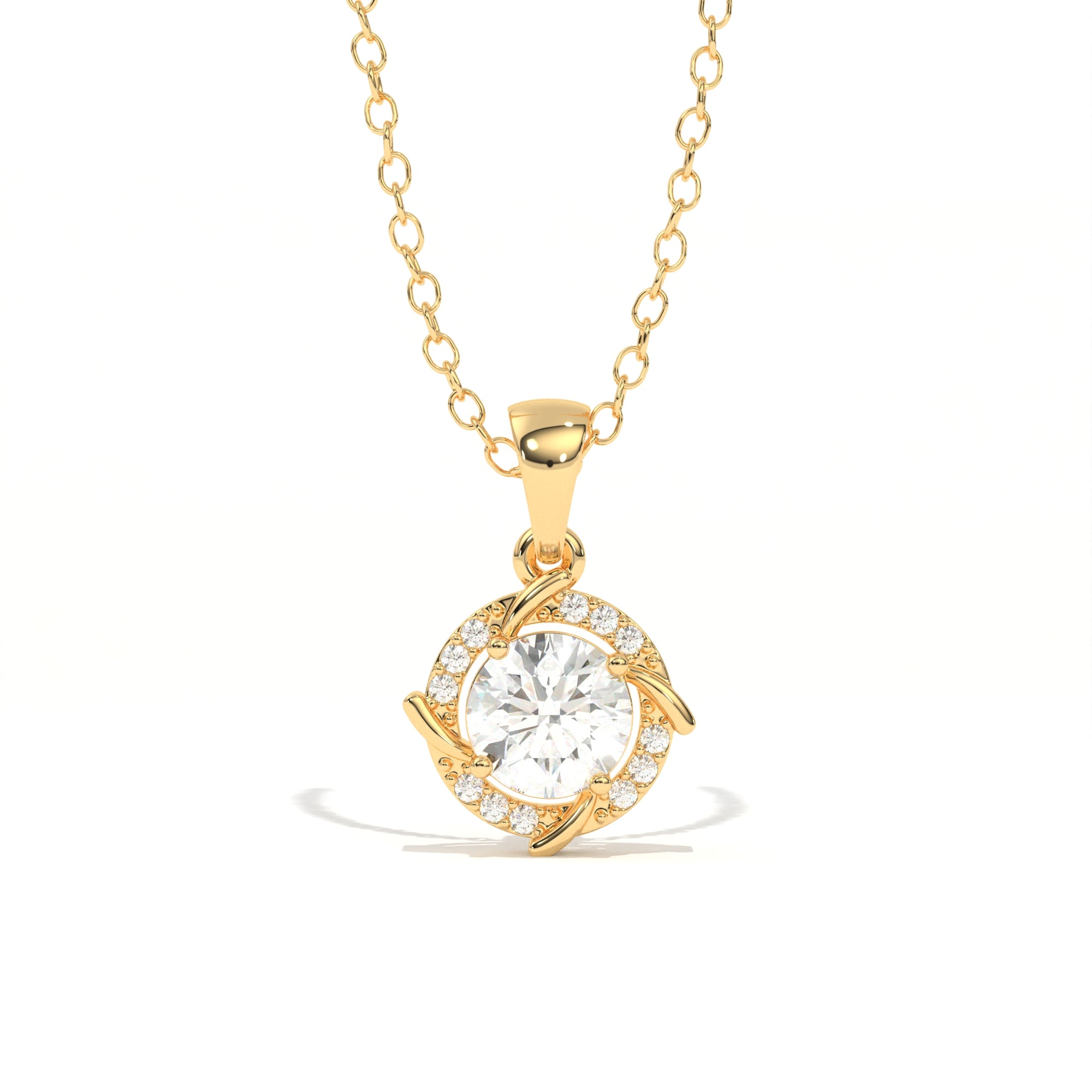 Aarinya Spiral Halo Lab-Grown Diamond Pendant, The Centurion Minimalist Concentric Swirl Ribbon Pendant