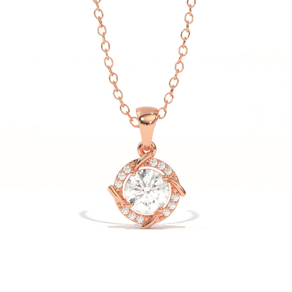 Aarinya Spiral Halo Lab-Grown Diamond Pendant, The Centurion Minimalist Concentric Swirl Ribbon Pendant