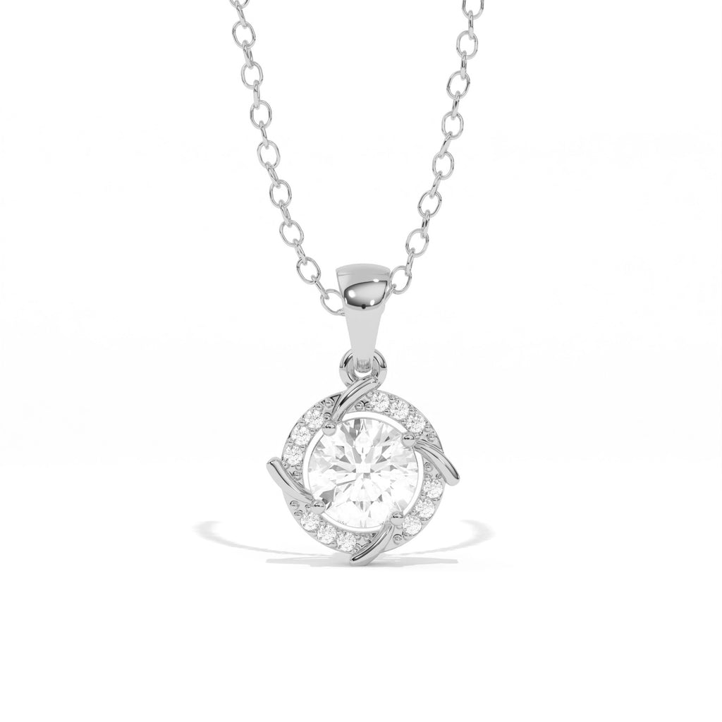 Aarinya Spiral Halo Lab-Grown Diamond Pendant, The Centurion Minimalist Concentric Swirl Ribbon Pendant