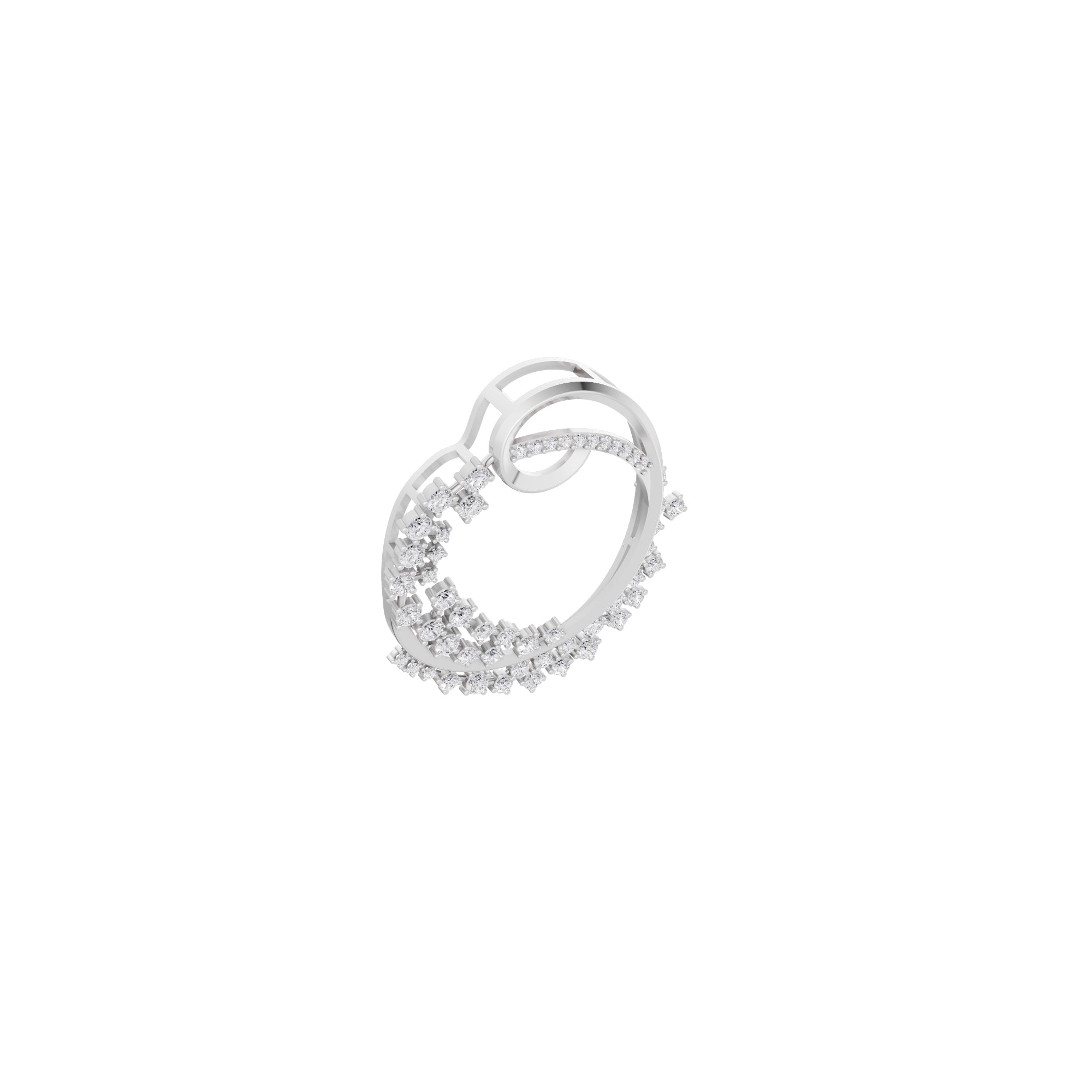 Aarinya Wave Cluster Diamond Circle Pendant, The Crescent Sparkle Diamond Pendant