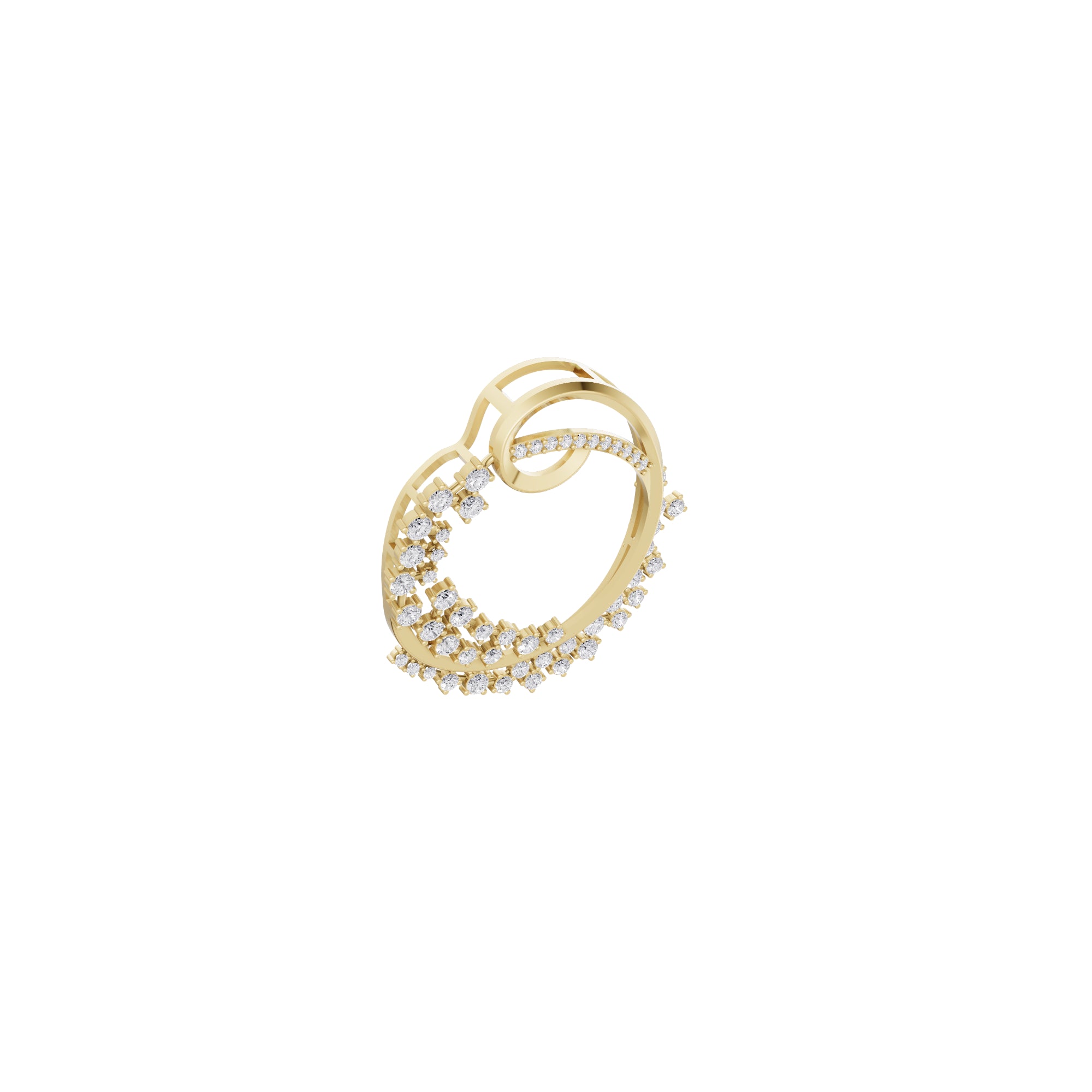 Aarinya Wave Cluster Diamond Circle Pendant, The Crescent Sparkle Diamond Pendant