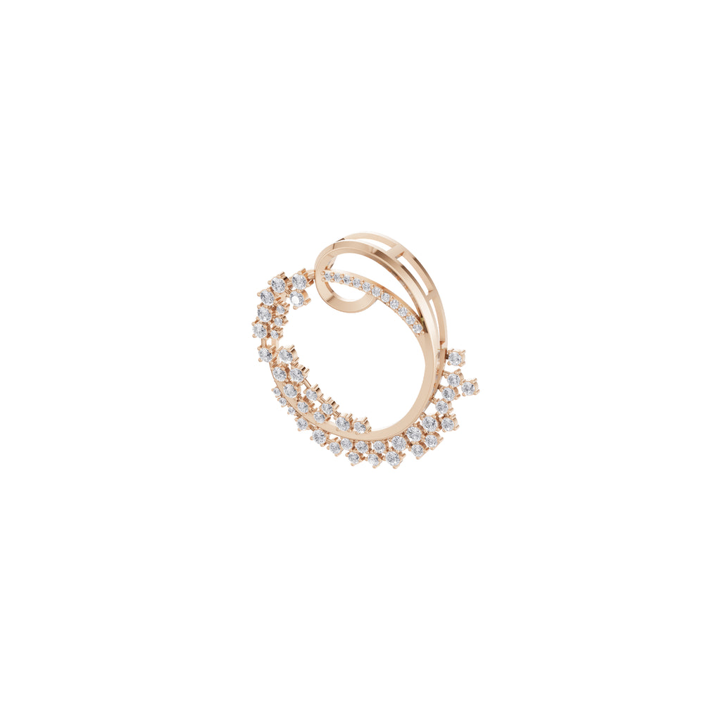 Aarinya Wave Cluster Diamond Circle Pendant