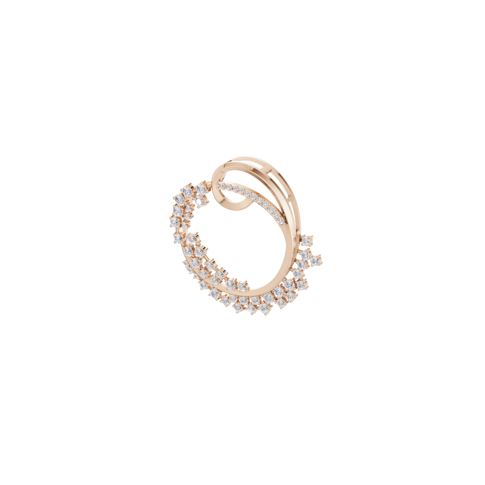 Aarinya Wave Cluster Diamond Circle Pendant, The Crescent Sparkle Diamond Pendant