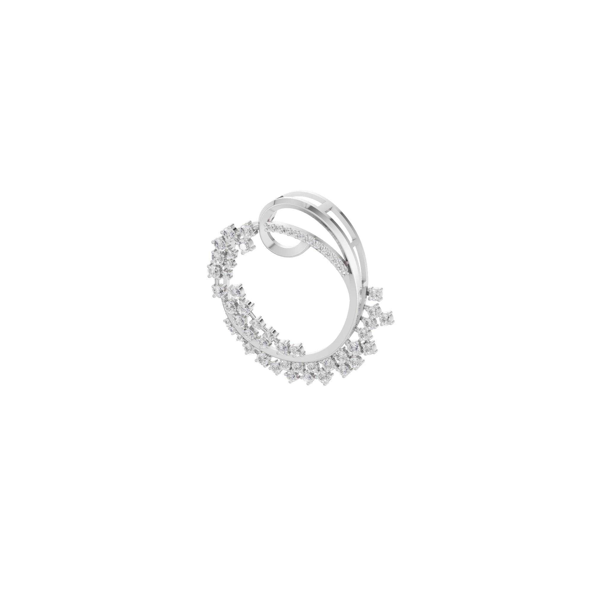 Aarinya Wave Cluster Diamond Circle Pendant, The Crescent Sparkle Diamond Pendant