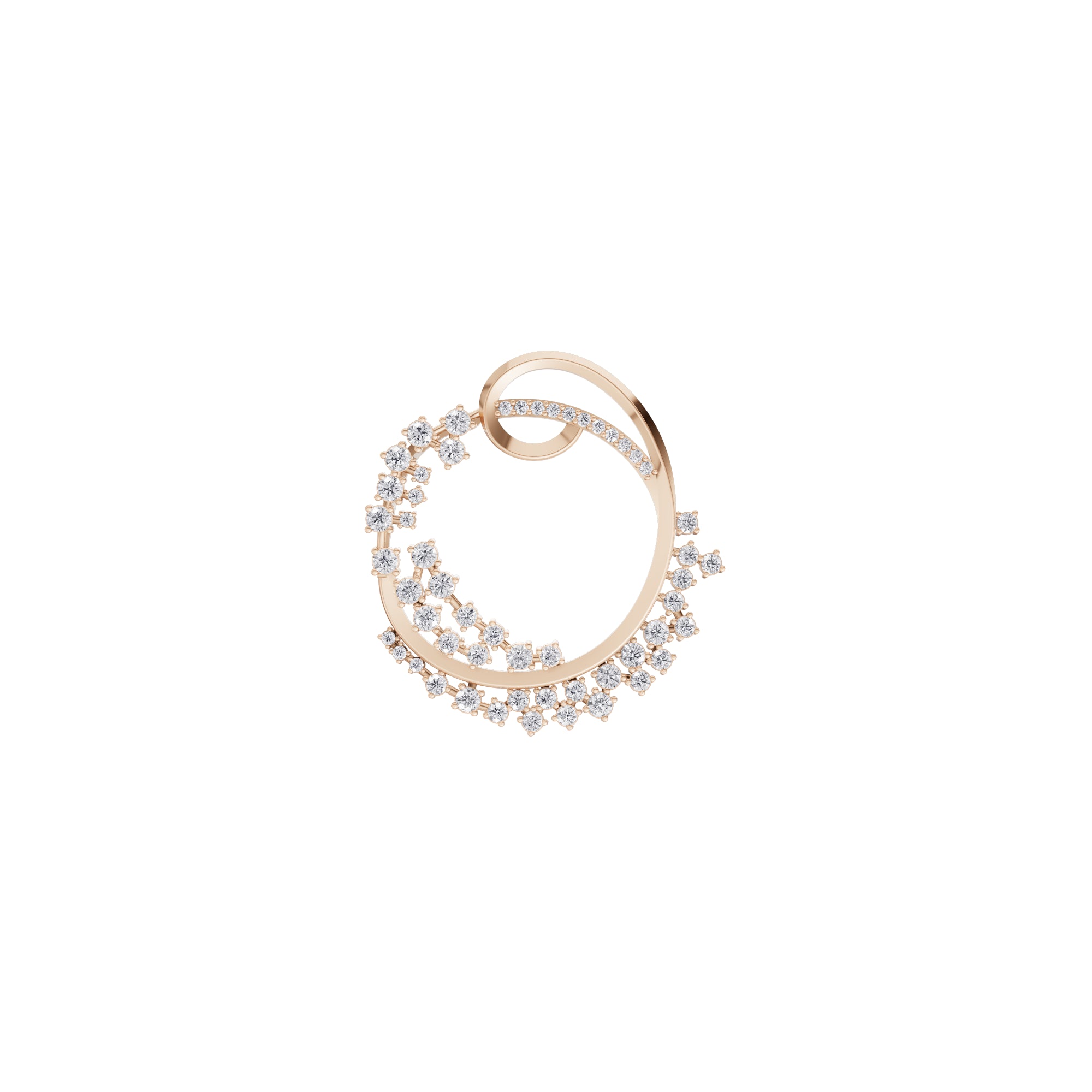 Aarinya Wave Cluster Diamond Circle Pendant, The Crescent Sparkle Diamond Pendant