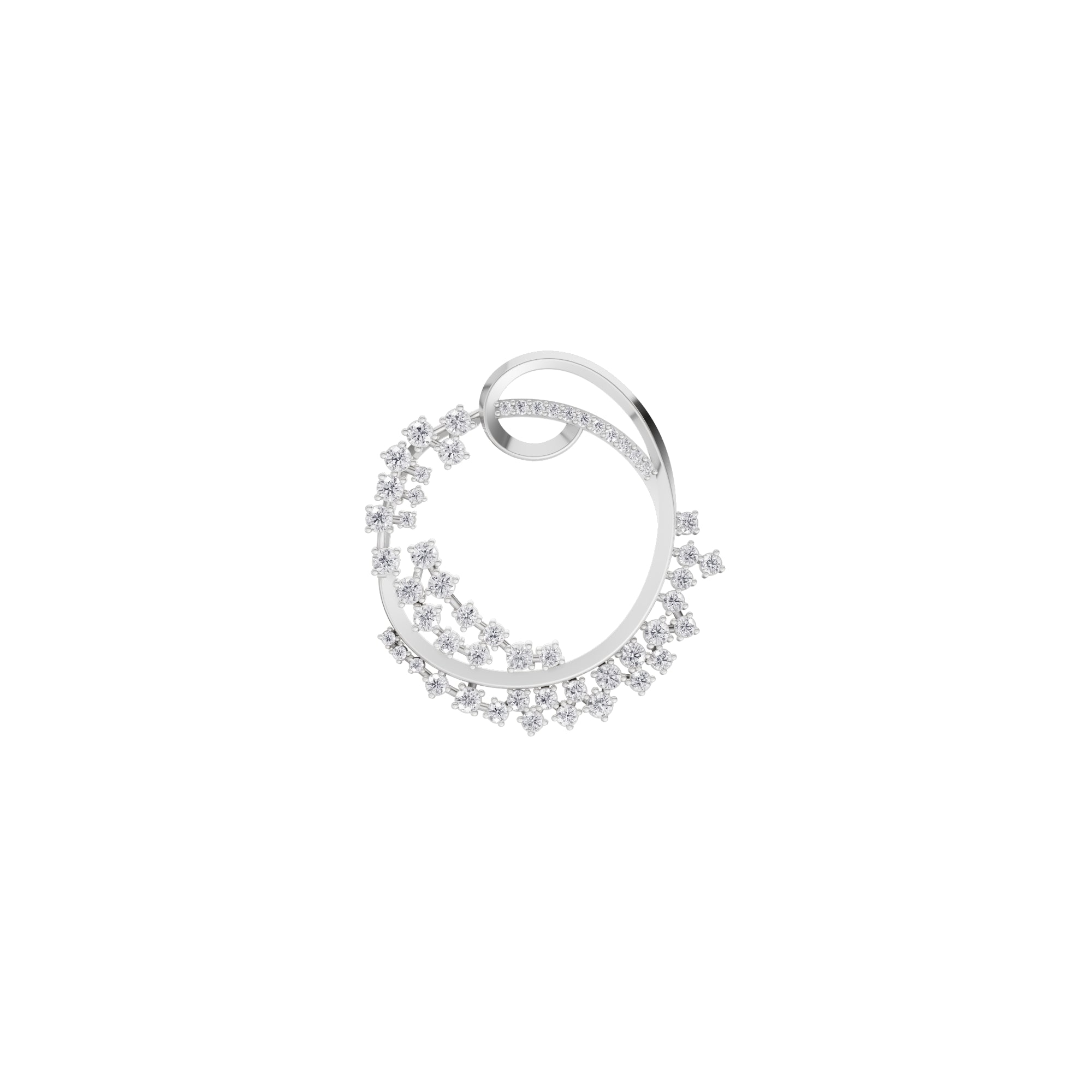 Aarinya Wave Cluster Diamond Circle Pendant, The Crescent Sparkle Diamond Pendant