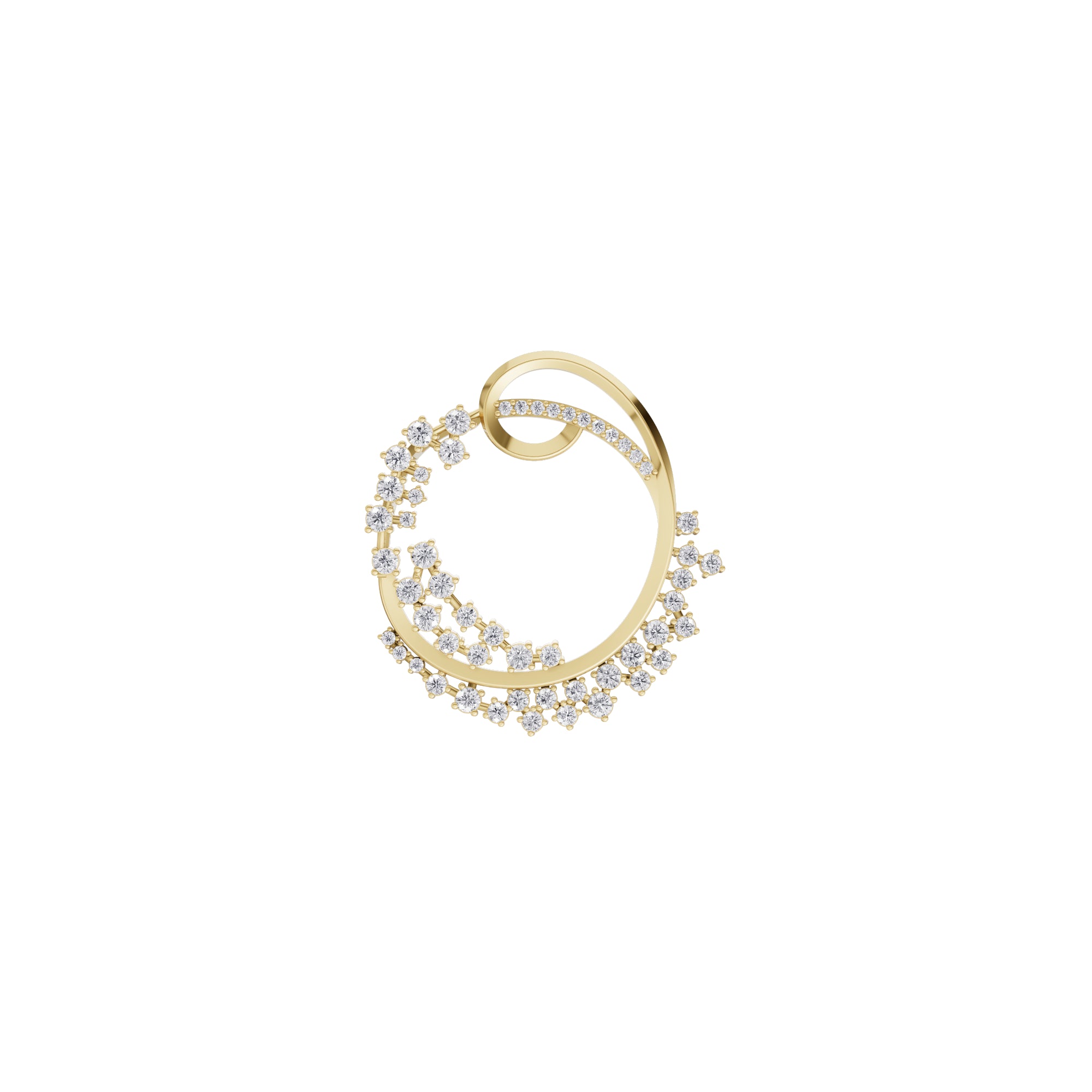 Aarinya Wave Cluster Diamond Circle Pendant, The Crescent Sparkle Diamond Pendant
