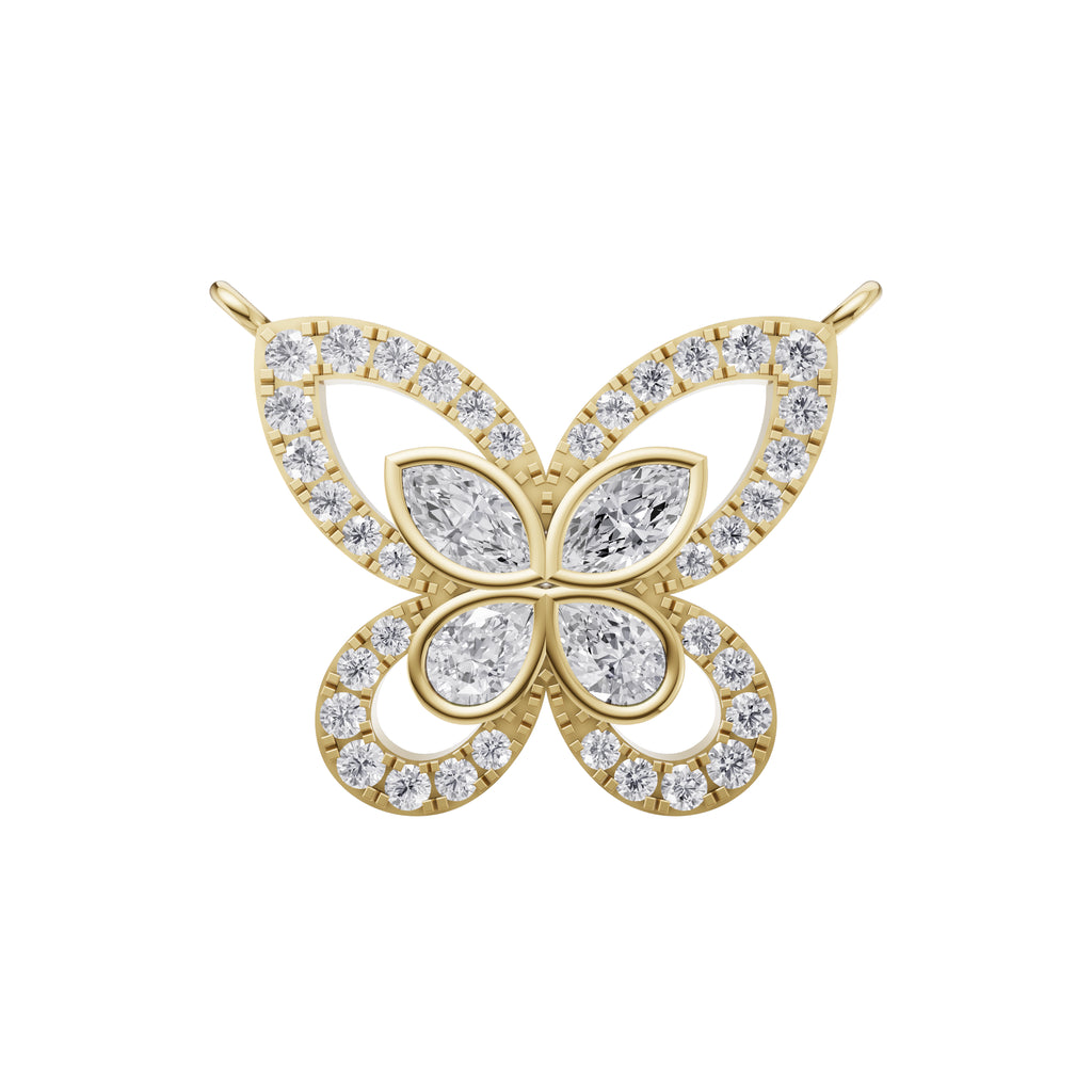 Aarinya Marquise & Pear Butterfly Diamond Pendant, The Enchanted Butterfly Lab Grown Diamond Pendant Centerpiece
