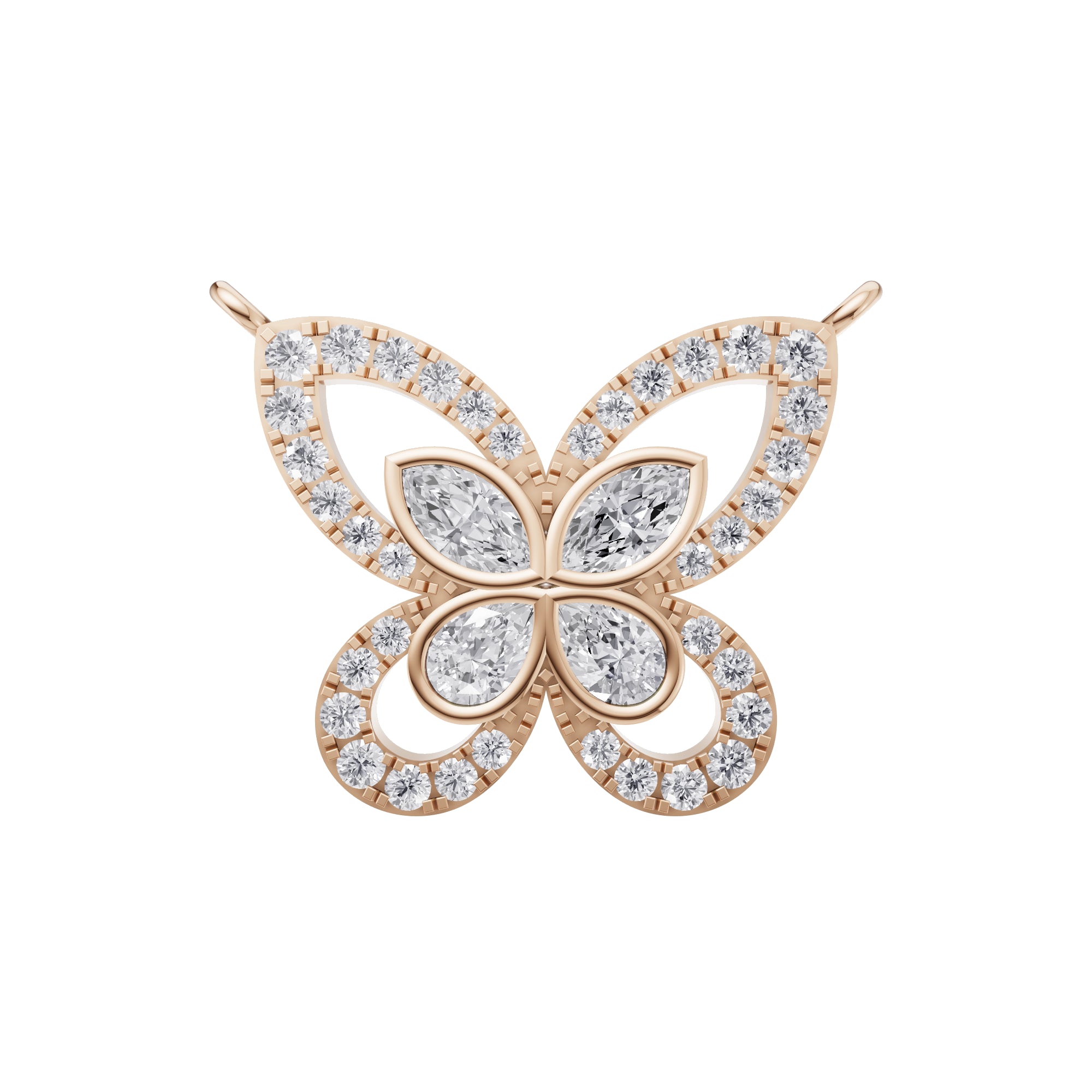 Aarinya Marquise & Pear Butterfly Diamond Pendant
