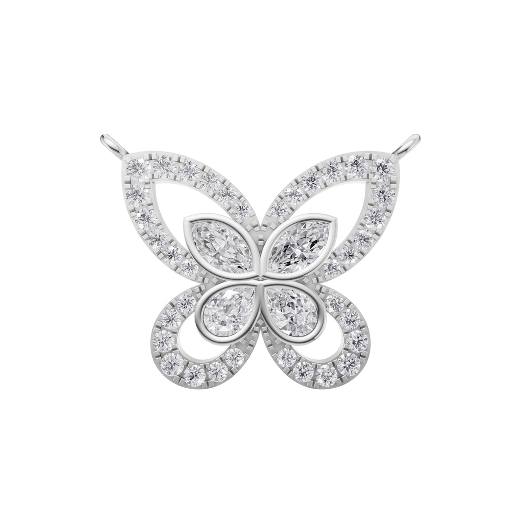 Aarinya Marquise & Pear Butterfly Diamond Pendant, The Enchanted Butterfly Lab Grown Diamond Pendant Centerpiece