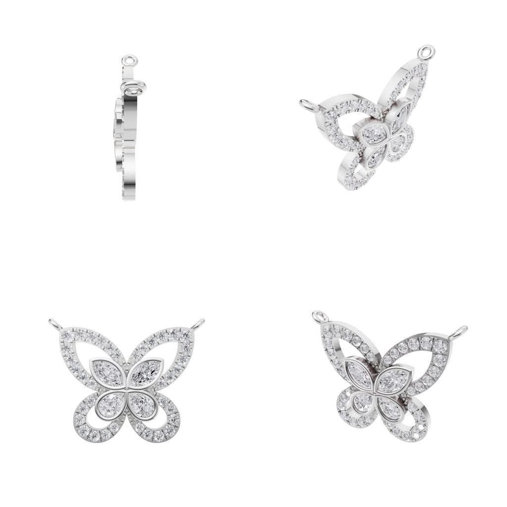 Aarinya Marquise & Pear Butterfly Diamond Pendant, The Enchanted Butterfly Lab Grown Diamond Pendant Centerpiece
