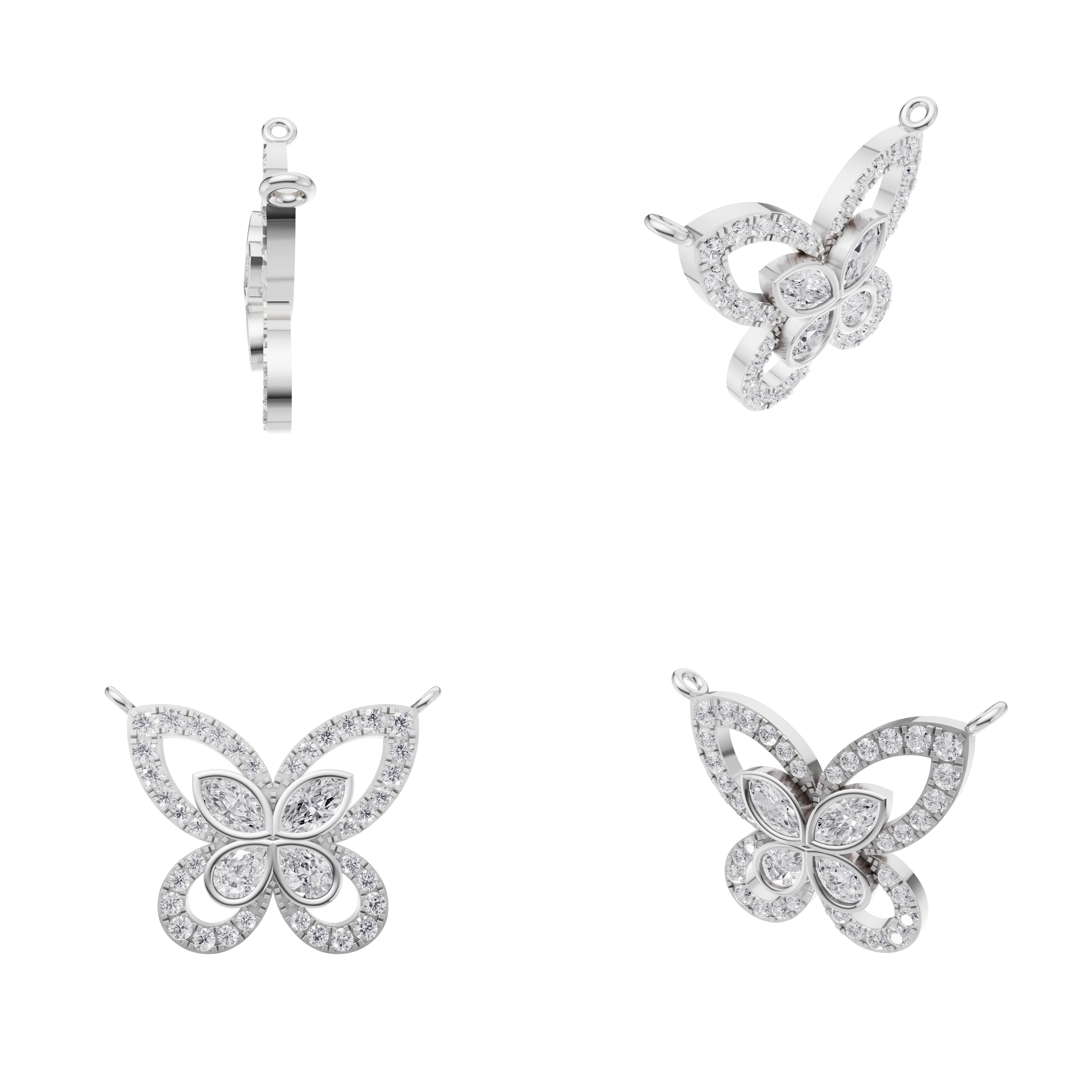 Aarinya Marquise & Pear Butterfly Diamond Pendant, The Enchanted Butterfly Lab Grown Diamond Pendant Centerpiece