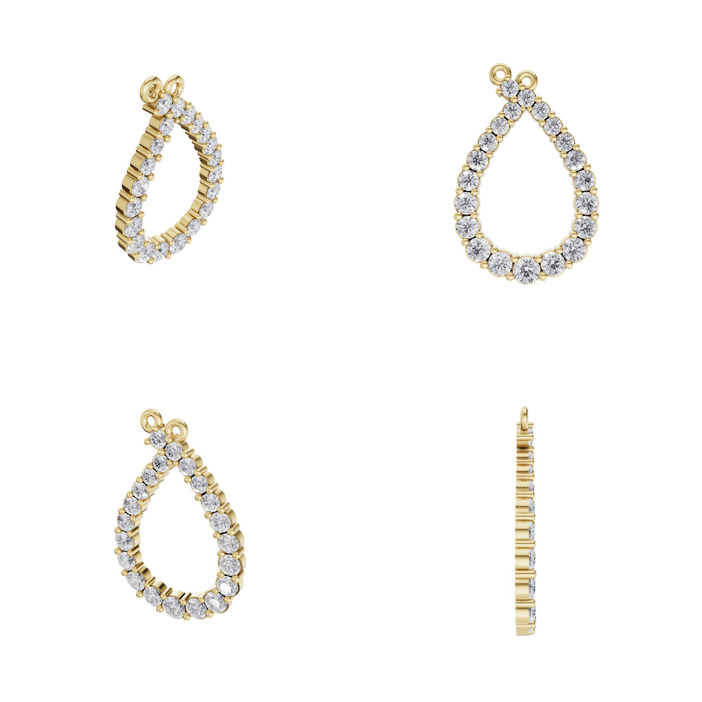 Aarinya Teardrop Pave Lab Grown Diamond Pendant, The Pear Open-Halo Diamond Pendant