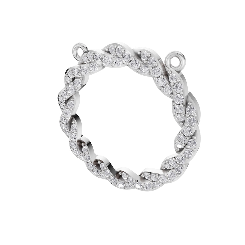 Aarinya Braided Circle Pave Diamond Pendant Element, The Twisted Halo Diamond Pendant