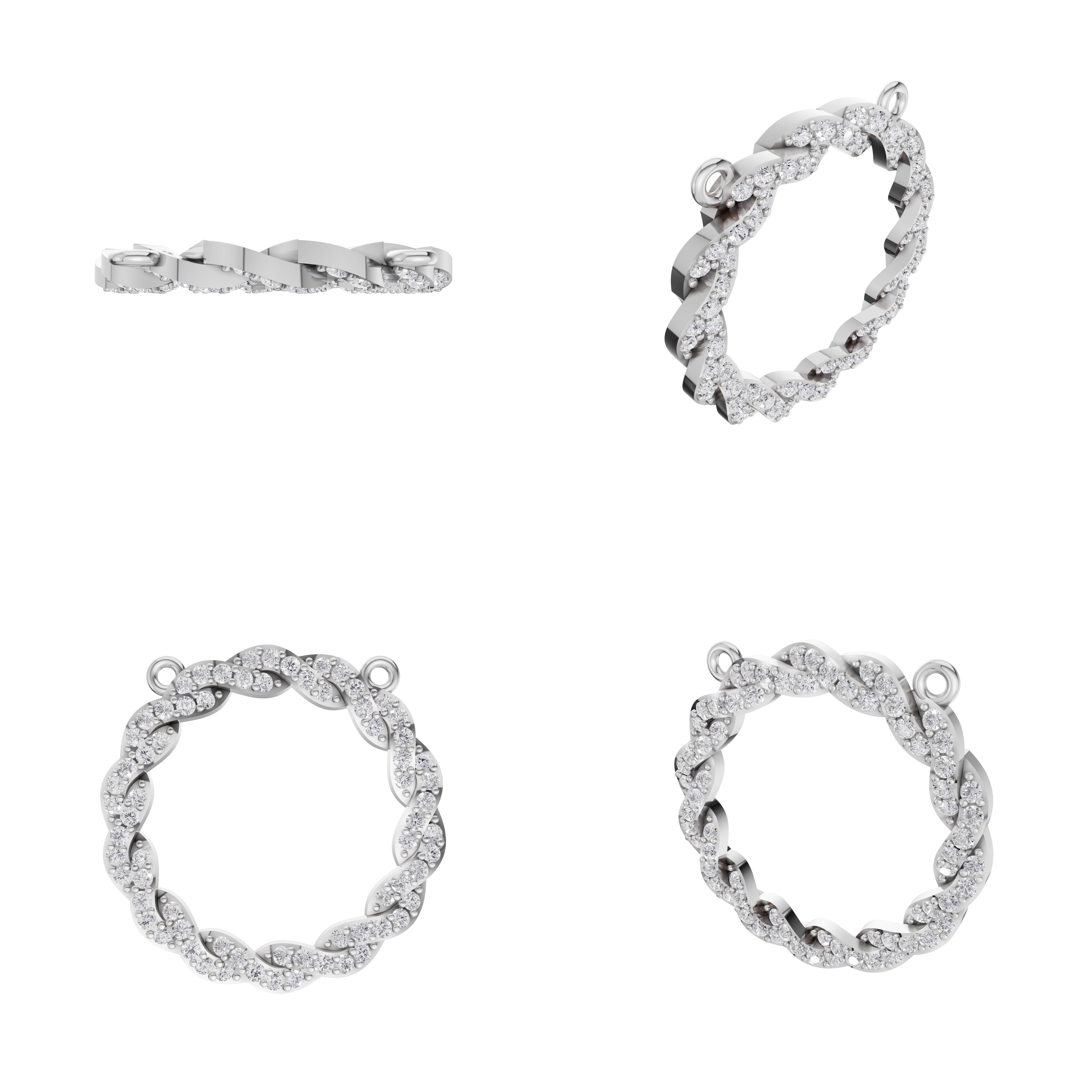 Aarinya Braided Circle Pave Diamond Pendant Element, The Twisted Halo Diamond Pendant