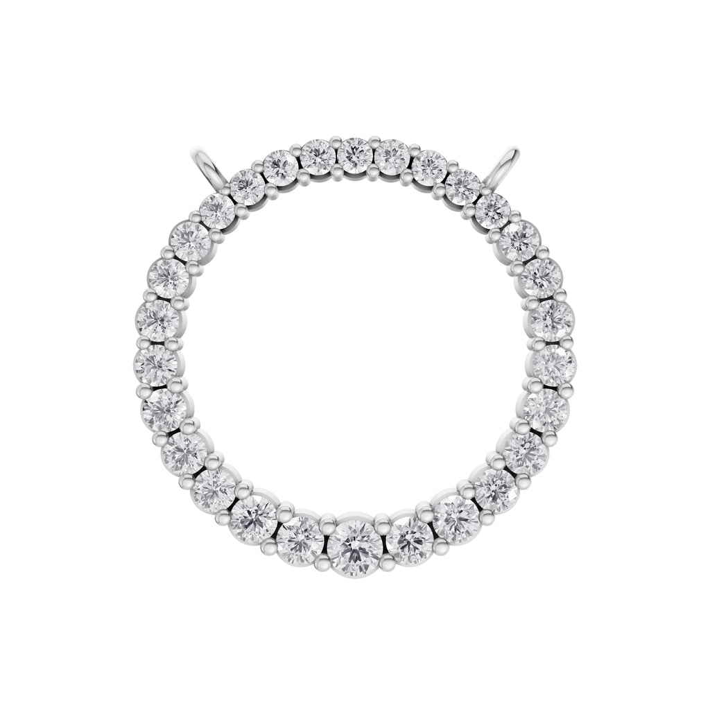 Aarinya Tapered Round Open-Halo Diamond Pendant Connector, The Crest Floating Circle Pendant