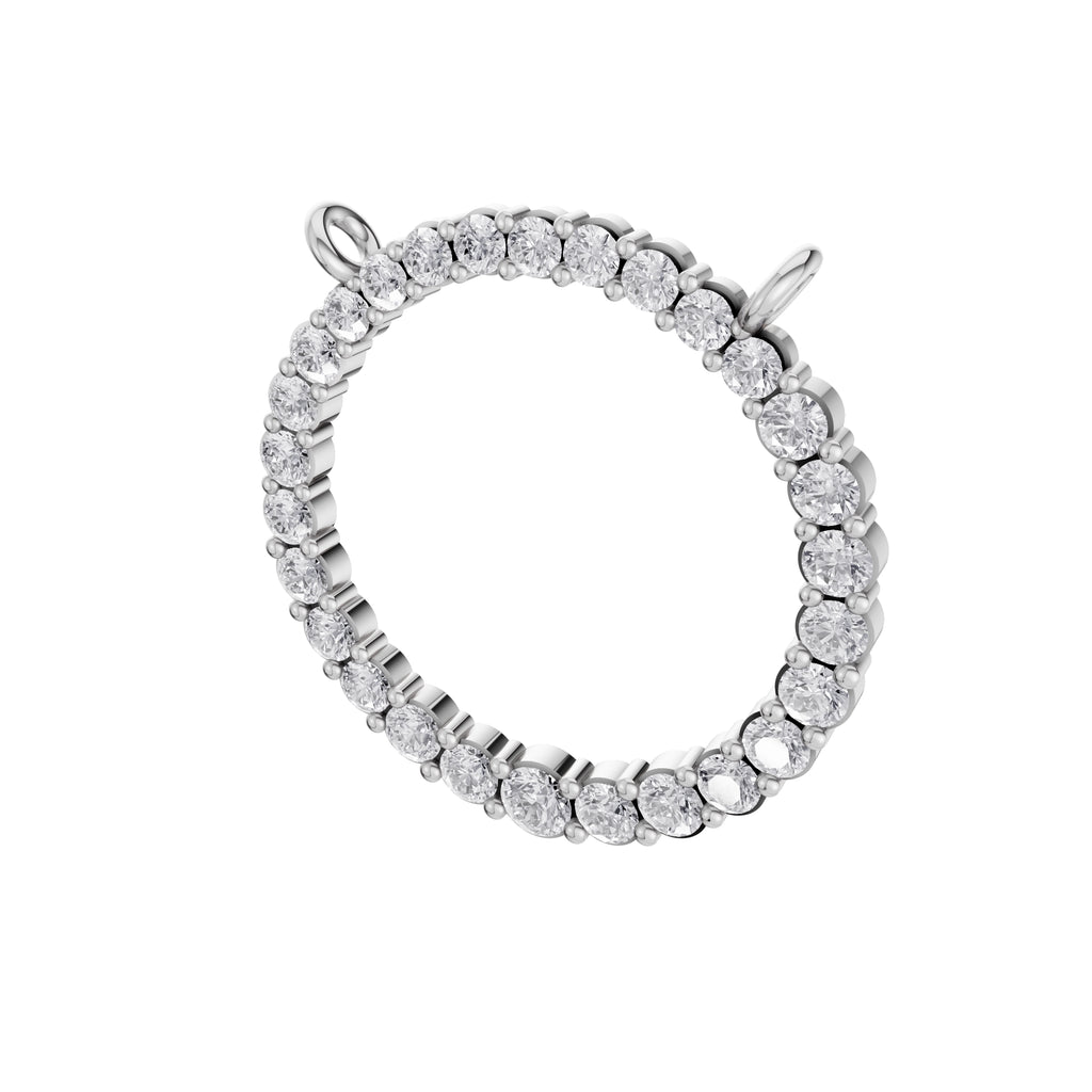 Aarinya Tapered Round Open-Halo Diamond Pendant Connector, The Crest Floating Circle Pendant