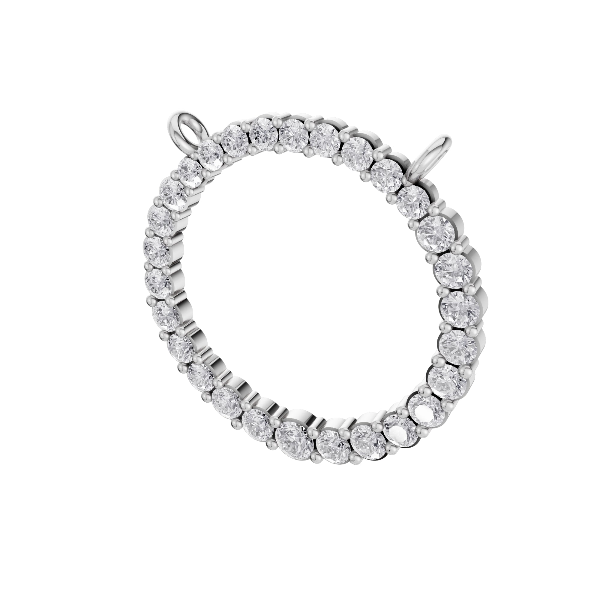 Aarinya Tapered Round Open-Halo Diamond Pendant Connector, The Crest Floating Circle Pendant