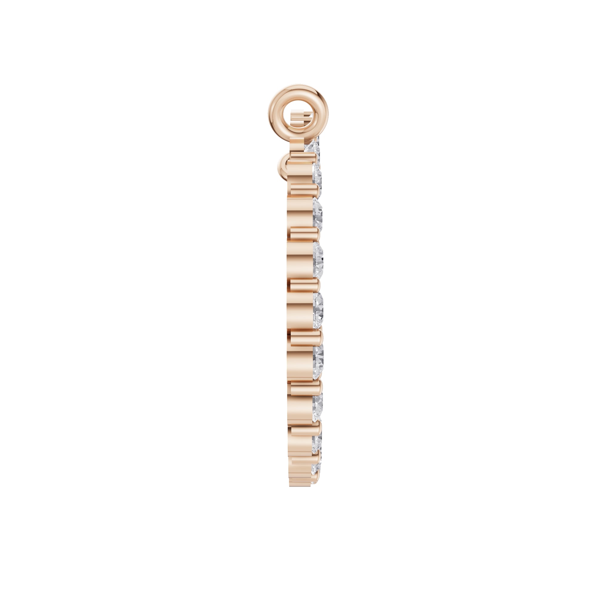 Aarinya Tapered Round Open-Halo Diamond Pendant Connector, The Crest Floating Circle Pendant