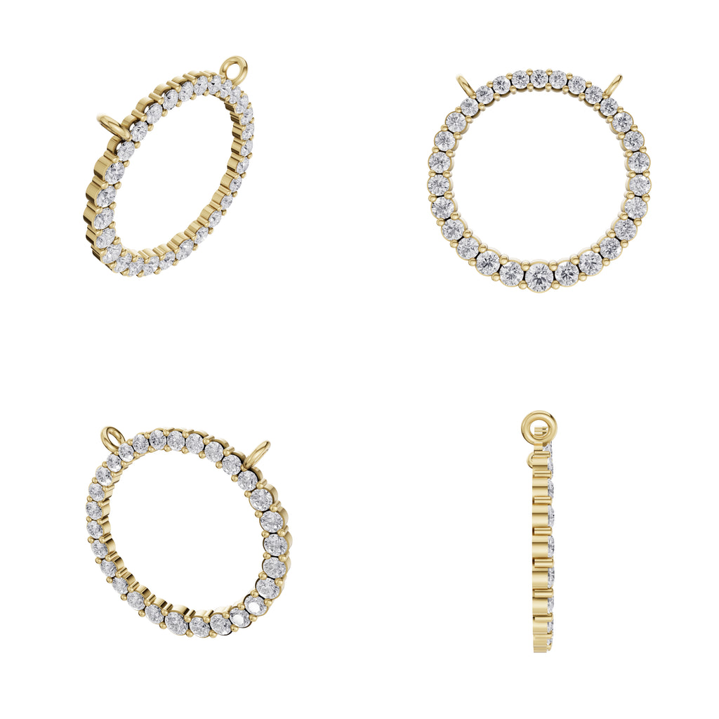 Aarinya Tapered Round Open-Halo Diamond Pendant Connector, The Crest Floating Circle Pendant