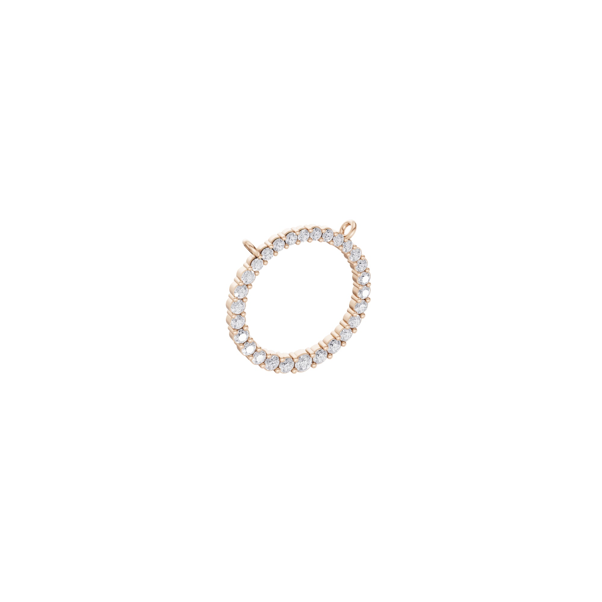 Aarinya Tapered Round Open-Halo Diamond Pendant Connector, The Crest Floating Circle Pendant