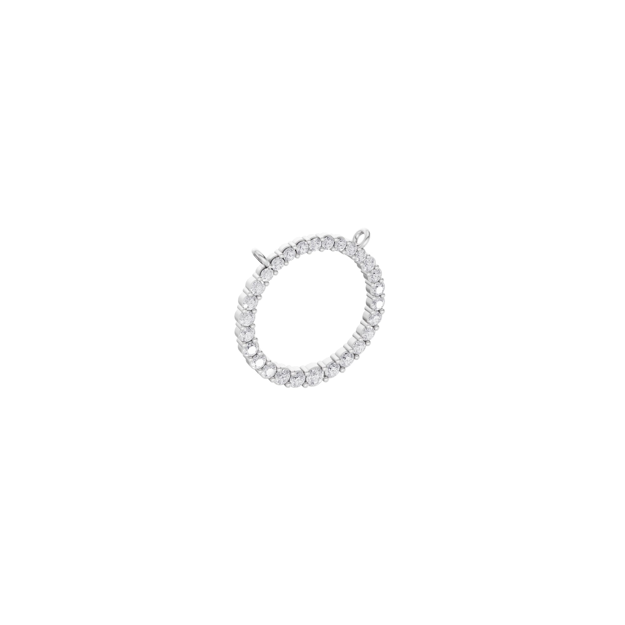 Aarinya Tapered Round Open-Halo Diamond Pendant Connector, The Crest Floating Circle Pendant