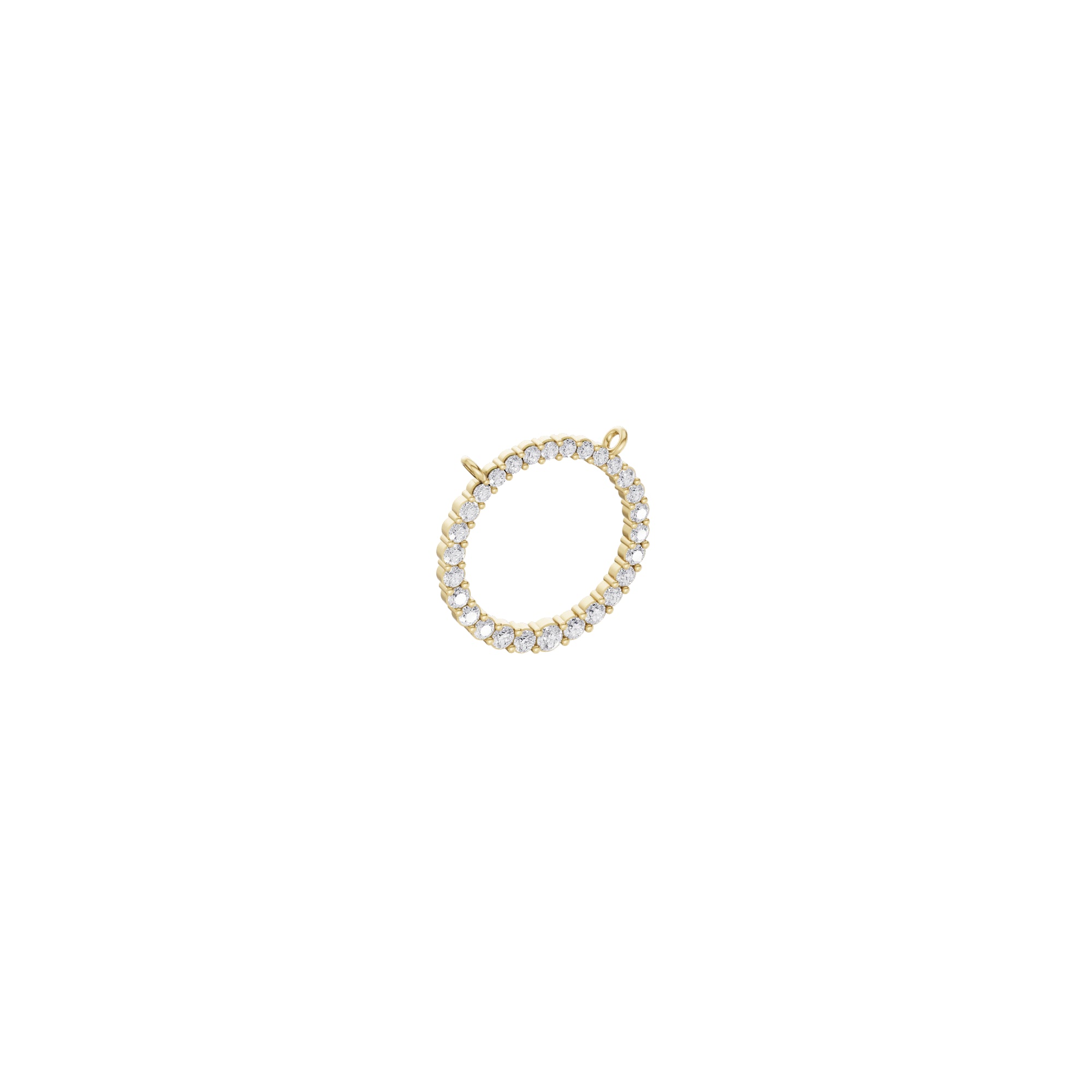 Aarinya Tapered Round Open-Halo Diamond Pendant Connector, The Crest Floating Circle Pendant
