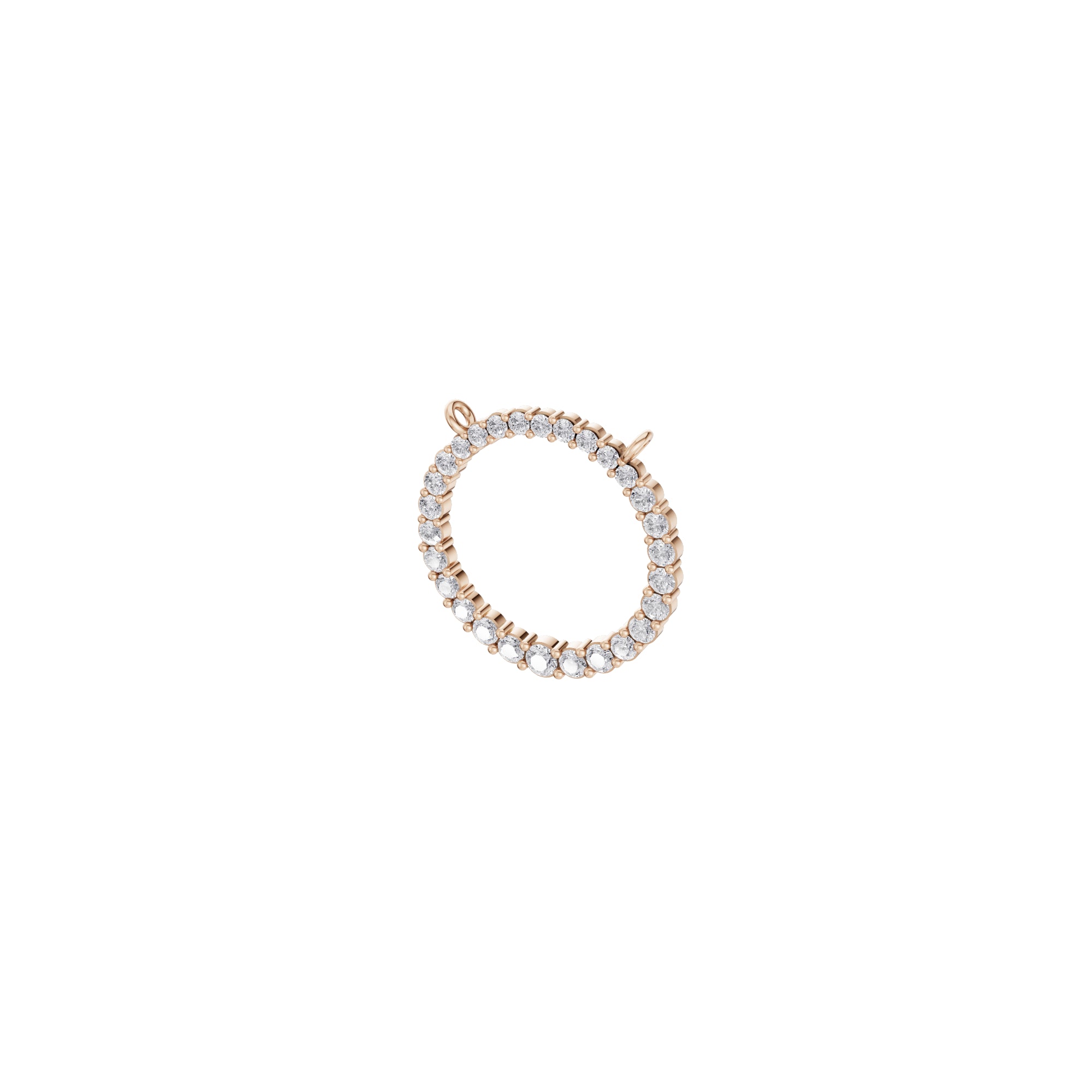 Aarinya Tapered Round Open-Halo Diamond Pendant Connector, The Crest Floating Circle Pendant