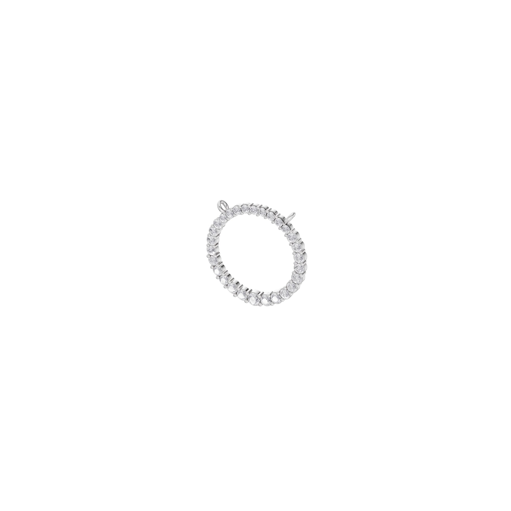 Aarinya Tapered Round Open-Halo Diamond Pendant Connector, The Crest Floating Circle Pendant
