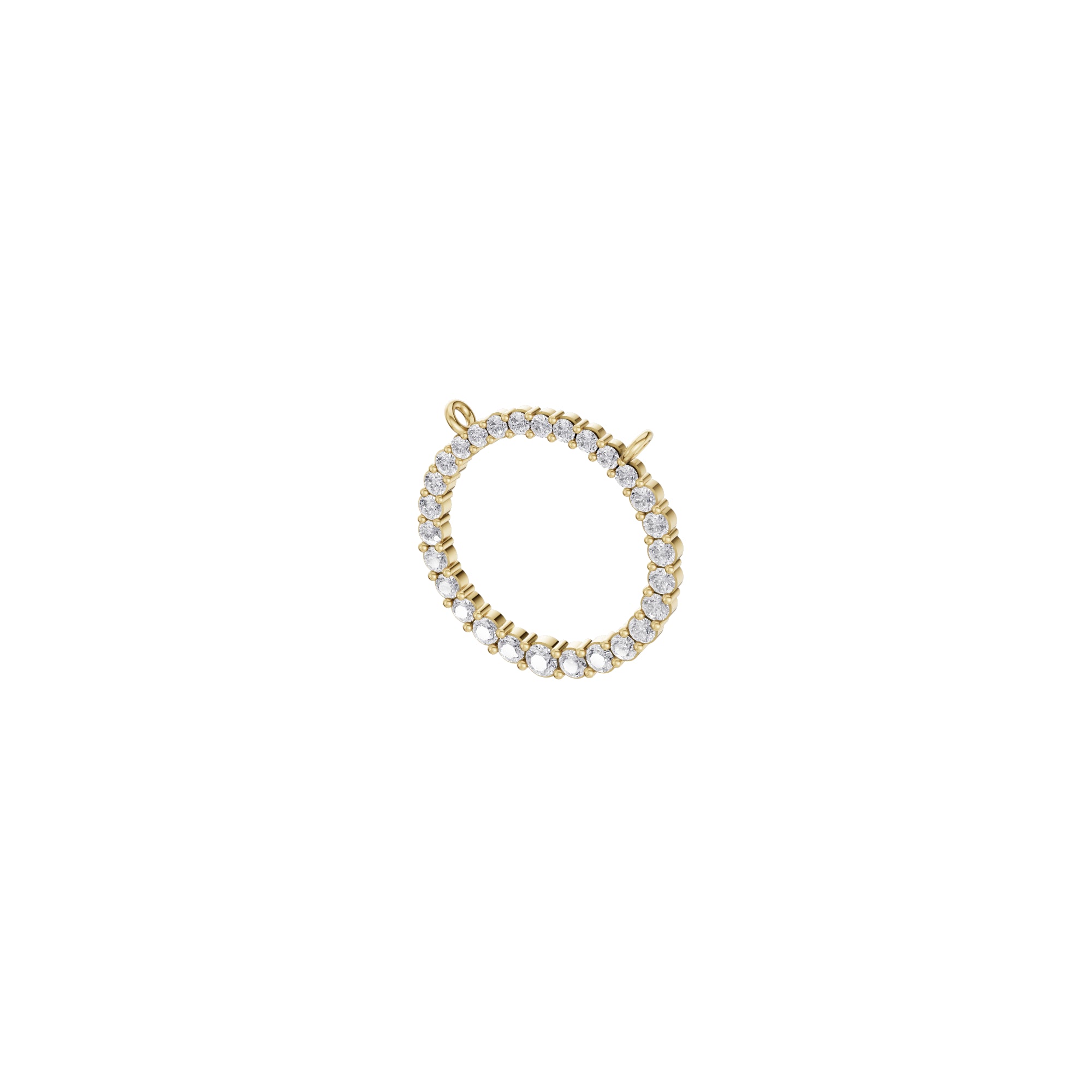 Aarinya Tapered Round Open-Halo Diamond Pendant Connector, The Crest Floating Circle Pendant