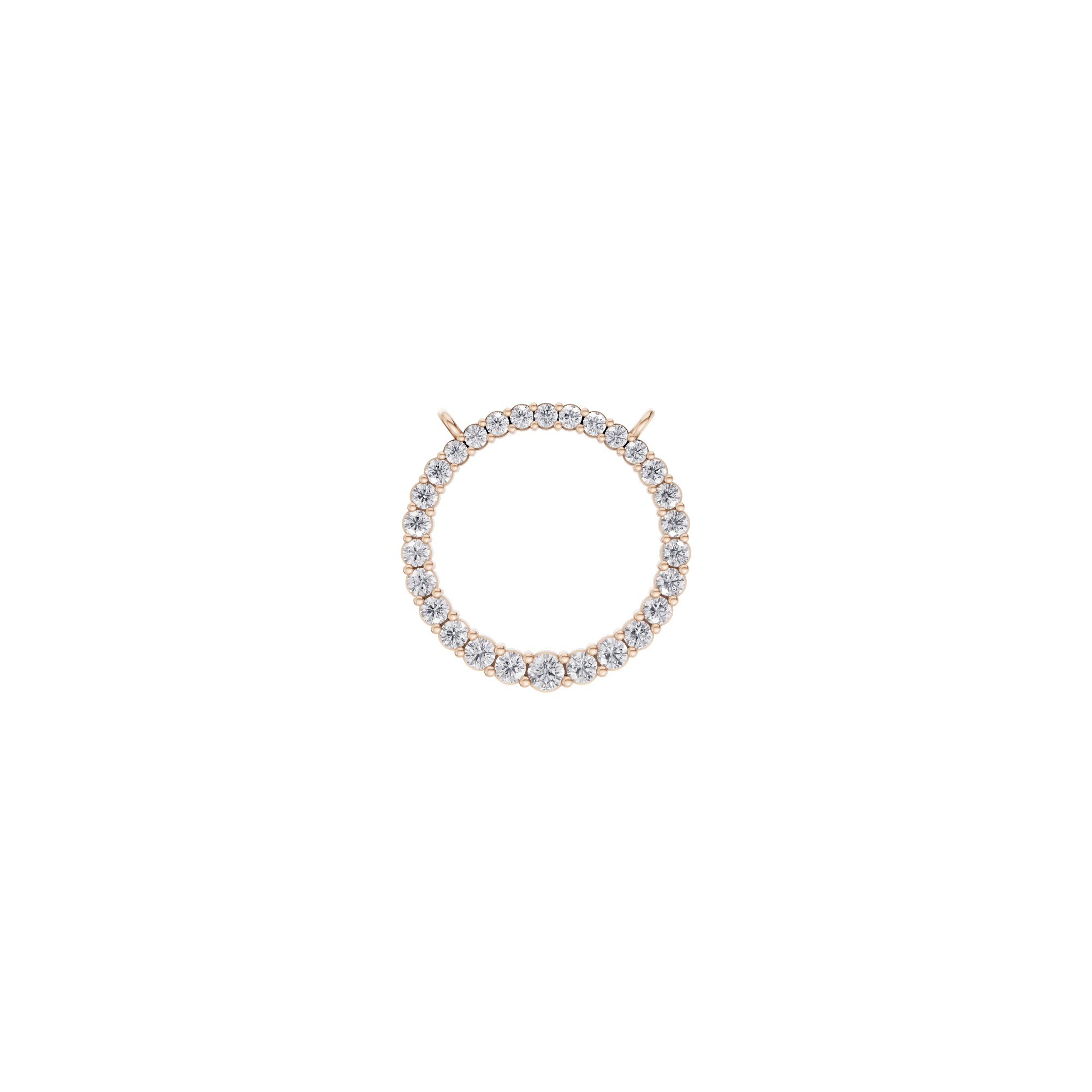 Aarinya Tapered Round Open-Halo Diamond Pendant Connector, The Crest Floating Circle Pendant