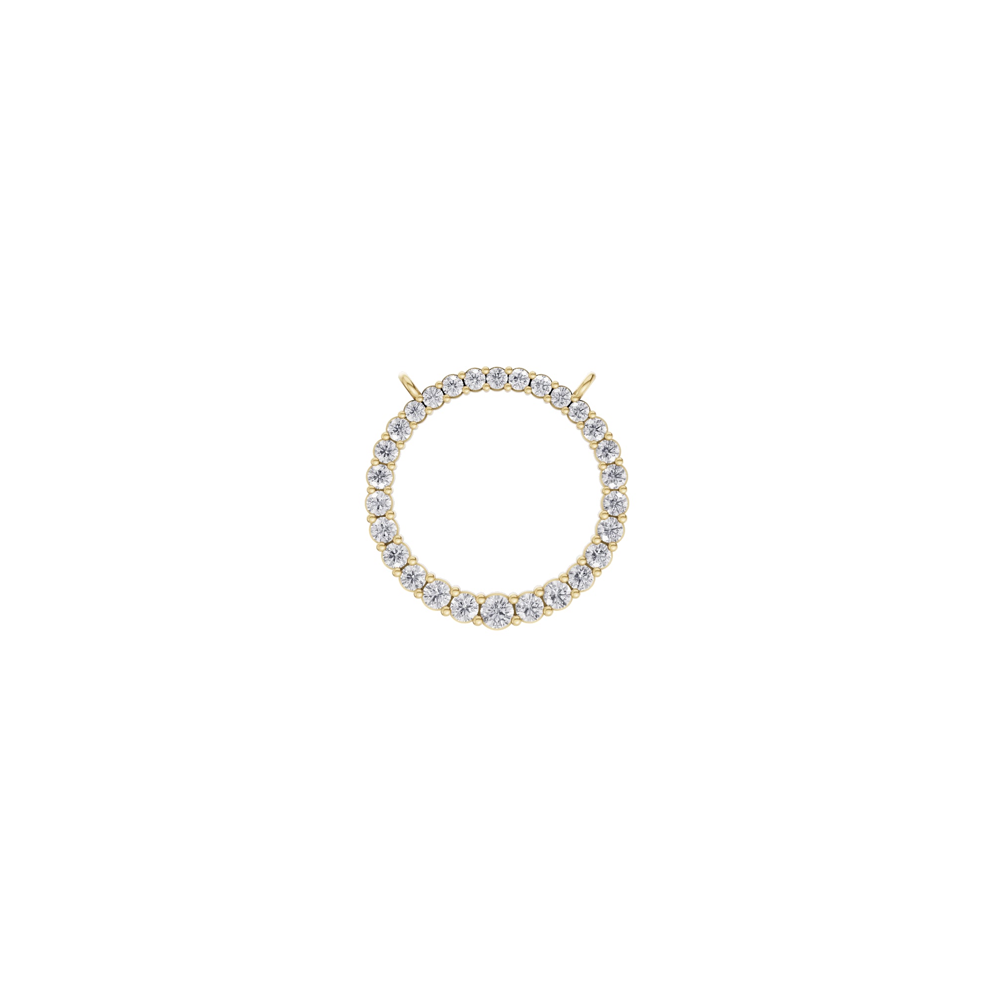 Aarinya Tapered Round Open-Halo Diamond Pendant Connector, The Crest Floating Circle Pendant