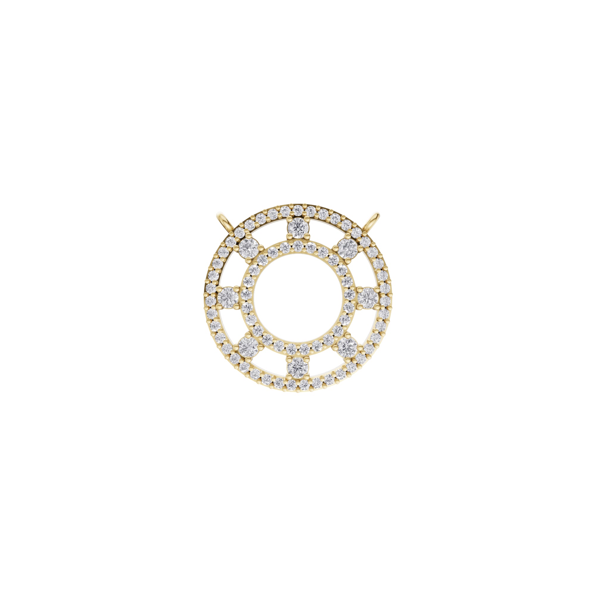 Aarinya Double-Halo Spoke Diamond Connector Pendant