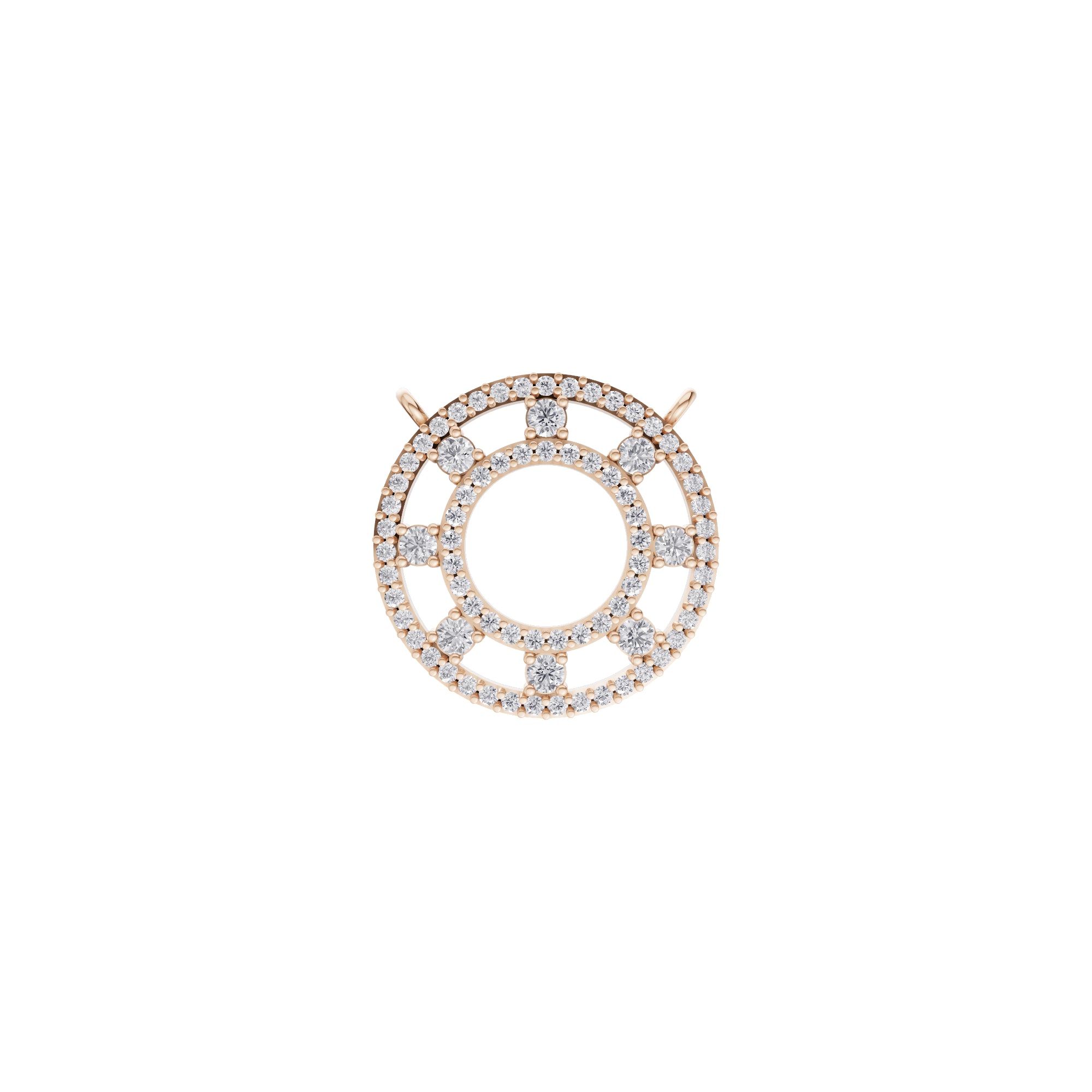 Aarinya Double-Halo Spoke Diamond Connector Pendant