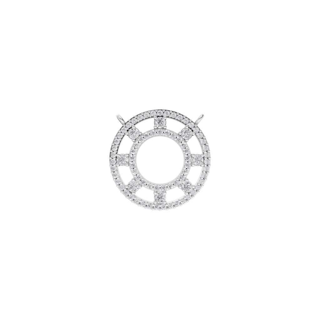 Aarinya Double-Halo Spoke Diamond Connector Pendant