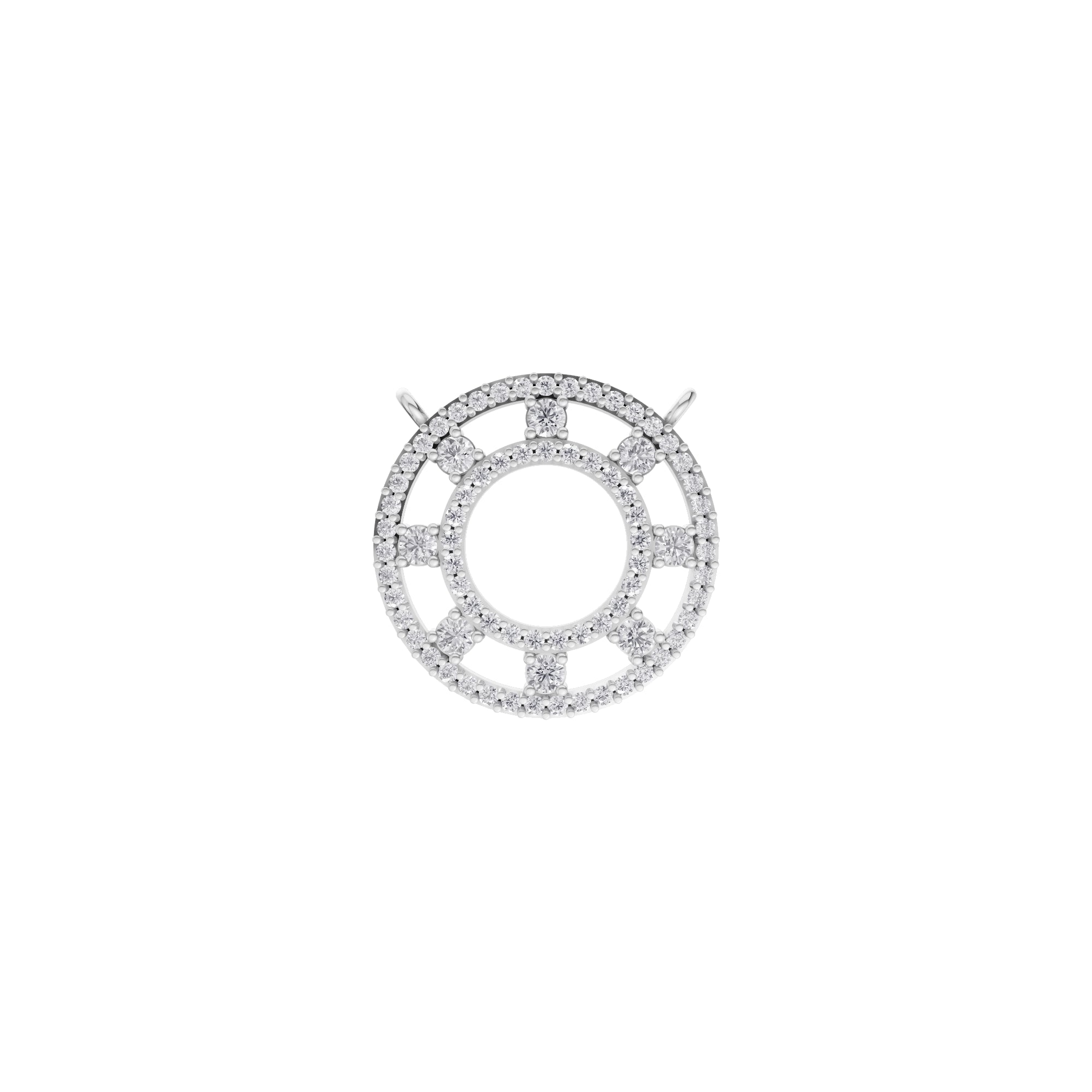Aarinya Double-Halo Spoke Diamond Connector Pendant