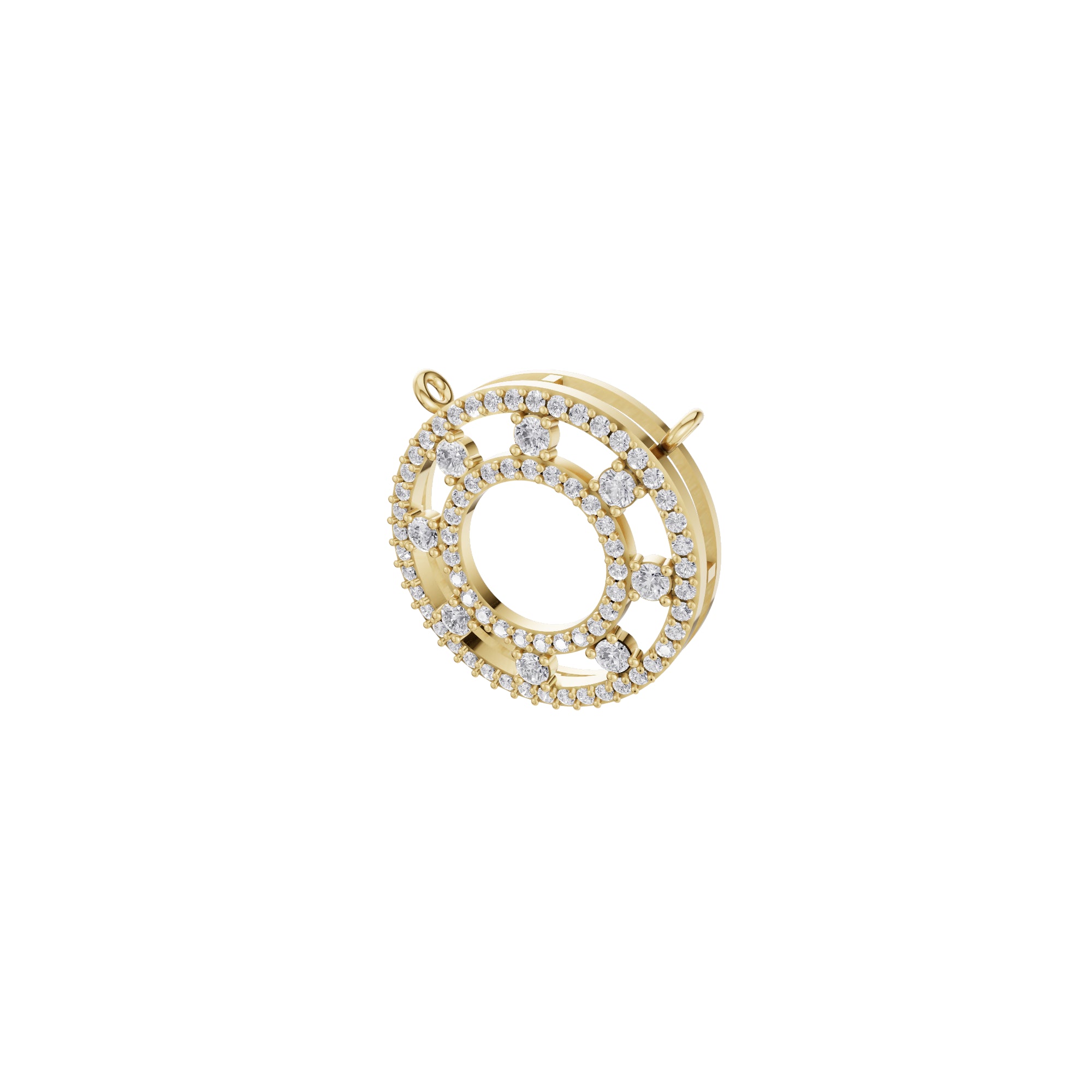 Aarinya Double-Halo Spoke Diamond Connector Pendant