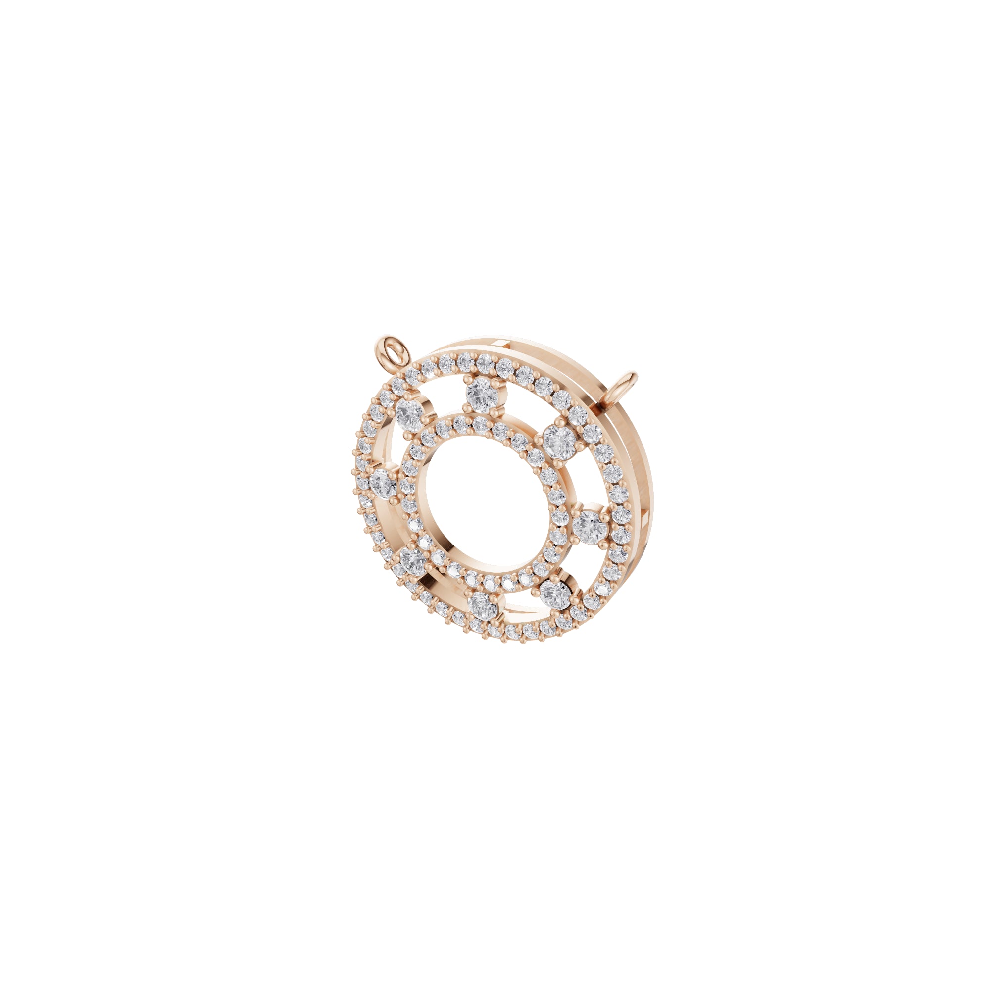 Aarinya Double-Halo Spoke Diamond Connector Pendant