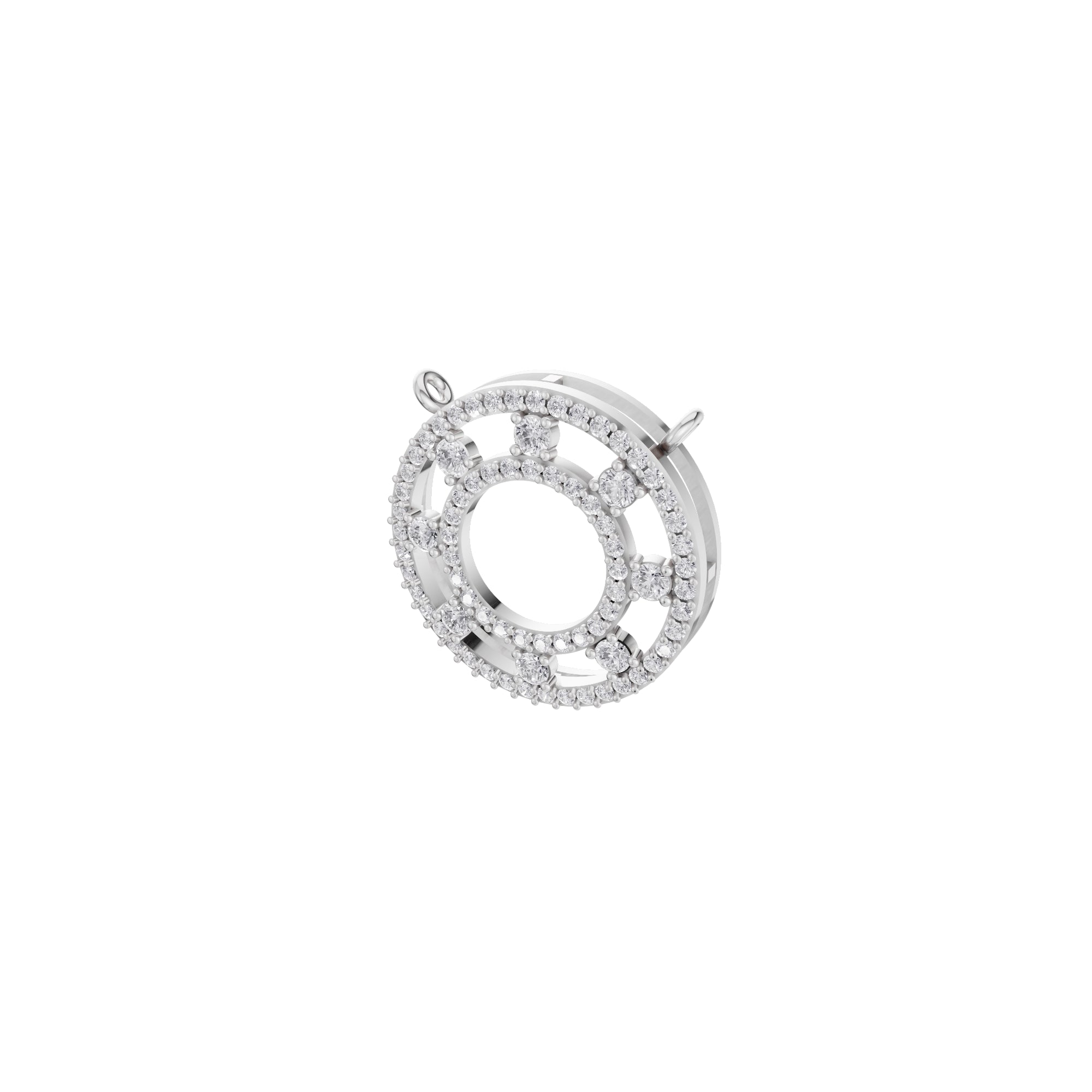 Aarinya Double-Halo Spoke Diamond Connector Pendant