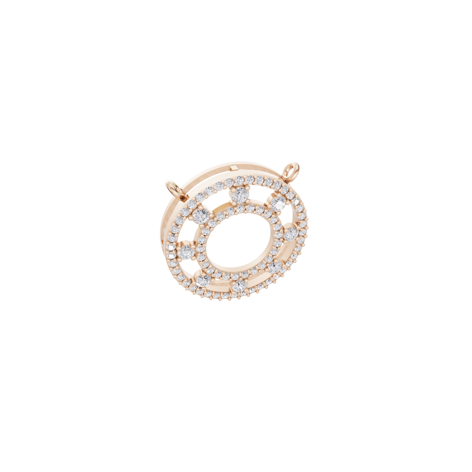 Aarinya Double-Halo Spoke Diamond Connector Pendant