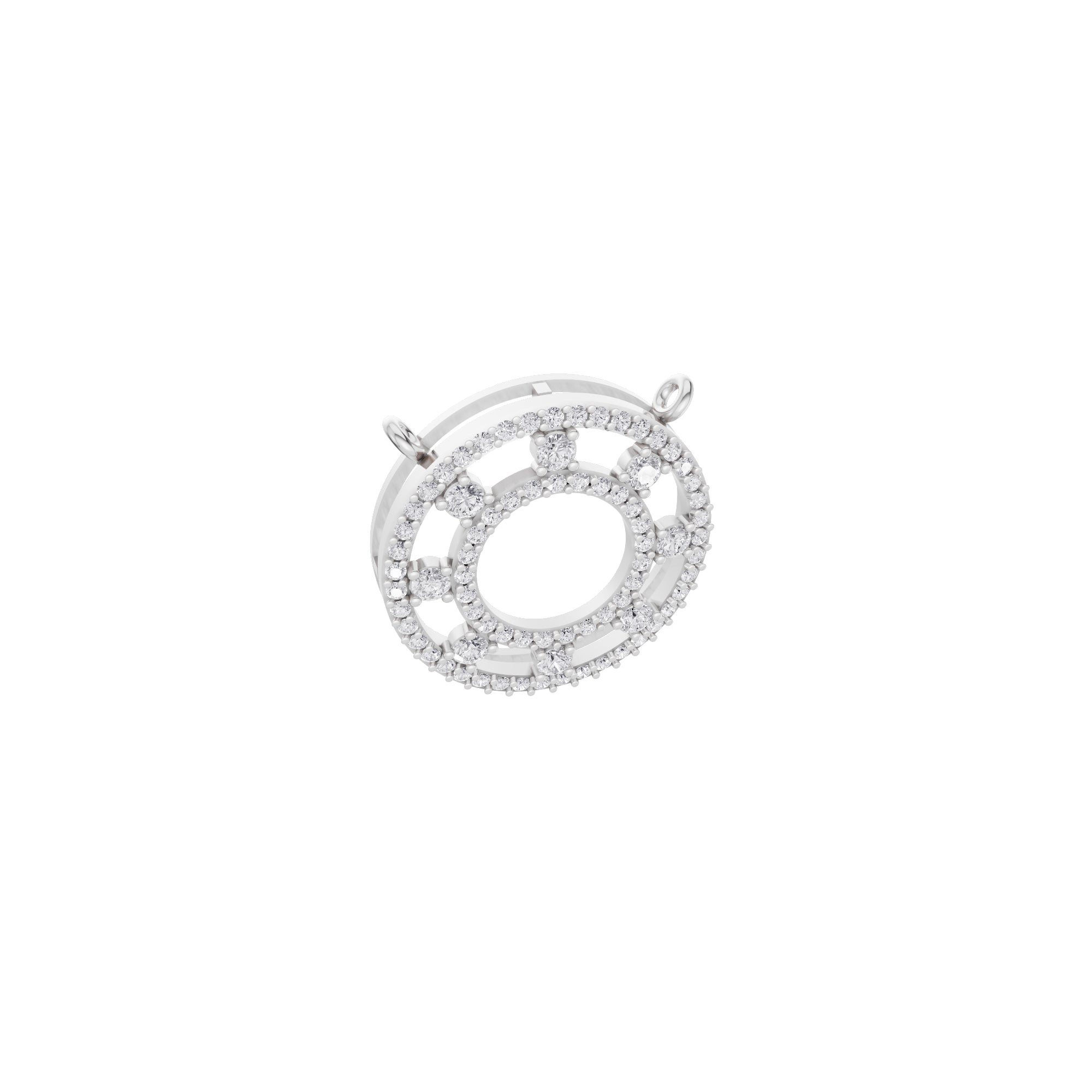 Aarinya Double-Halo Spoke Diamond Connector Pendant