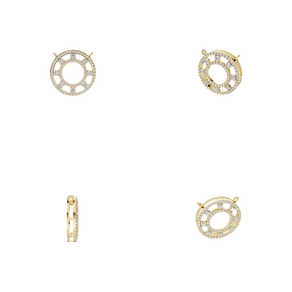 Aarinya Double-Halo Spoke Diamond Connector Pendant