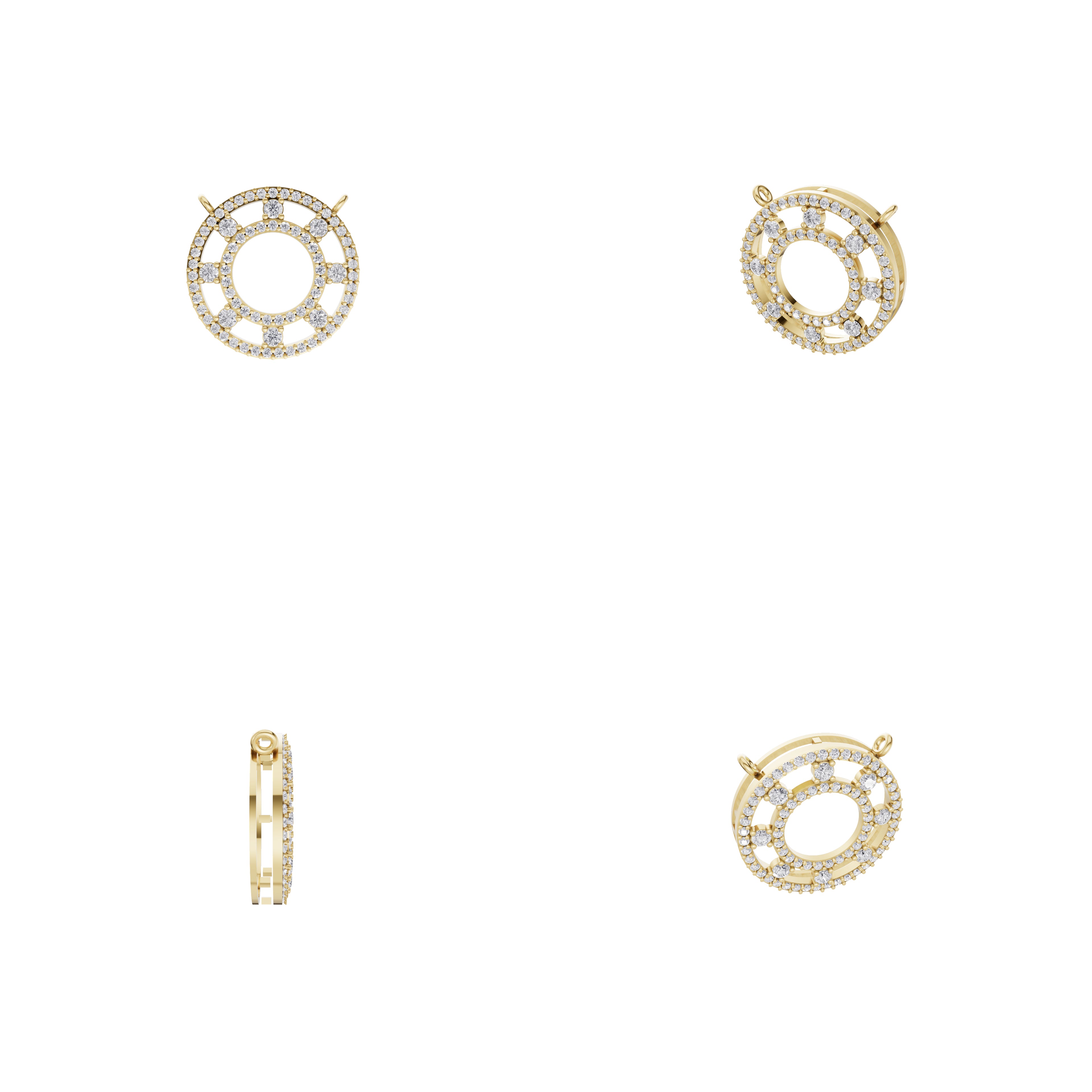 Aarinya Double-Halo Spoke Diamond Connector Pendant
