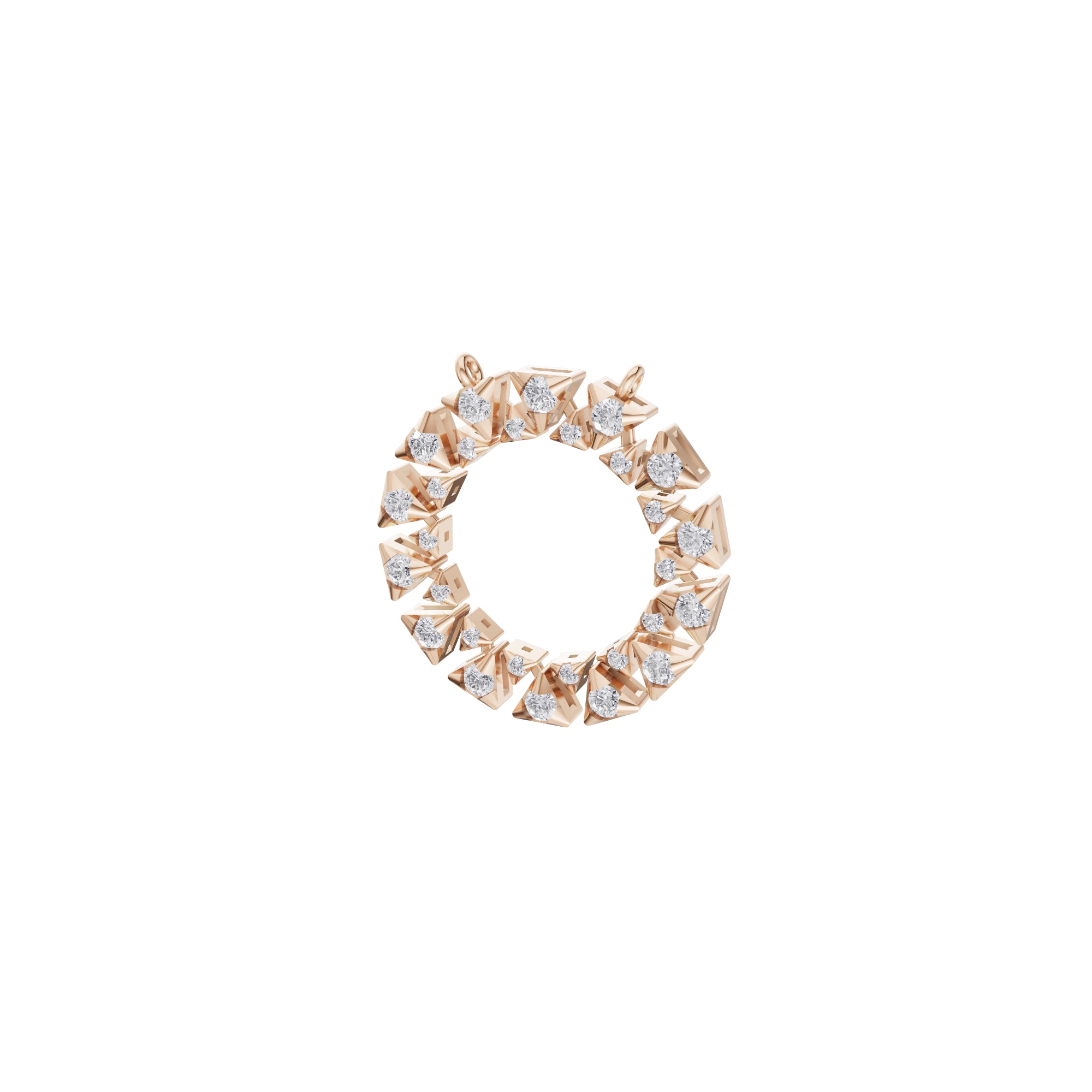 Aarinya Pyramidal Starburst Diamond Pendant, The Solar Spike Diamond Open Halo Attachment Pendant