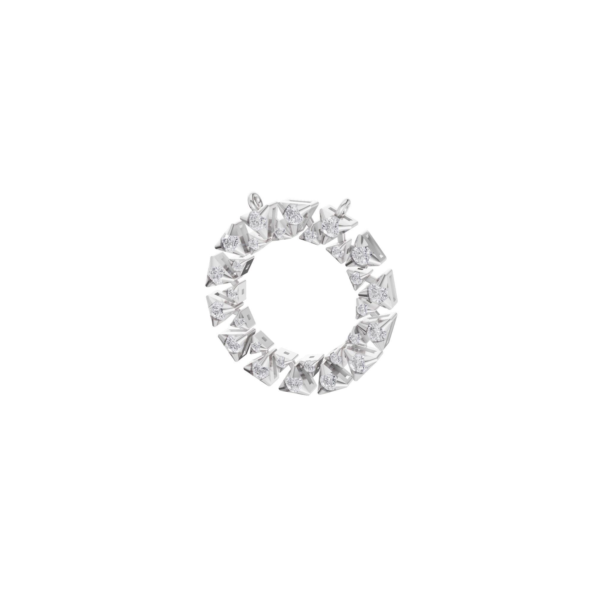 Aarinya Pyramidal Starburst Diamond Pendant, The Solar Spike Diamond Open Halo Attachment Pendant