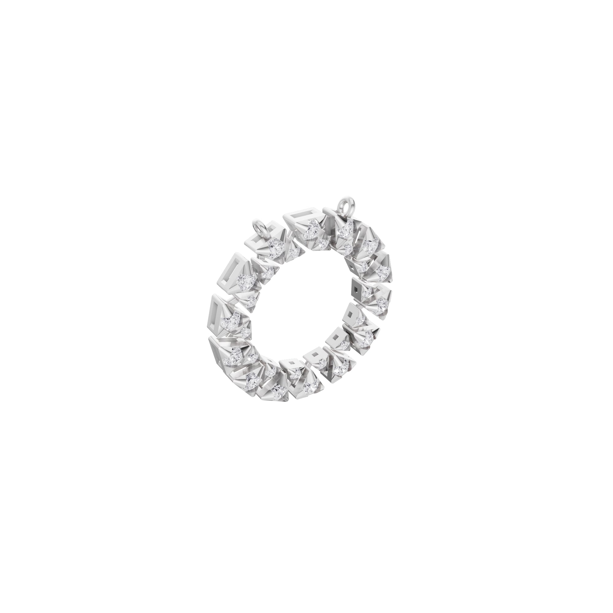 Aarinya Pyramidal Starburst Diamond Pendant, The Solar Spike Diamond Open Halo Attachment Pendant