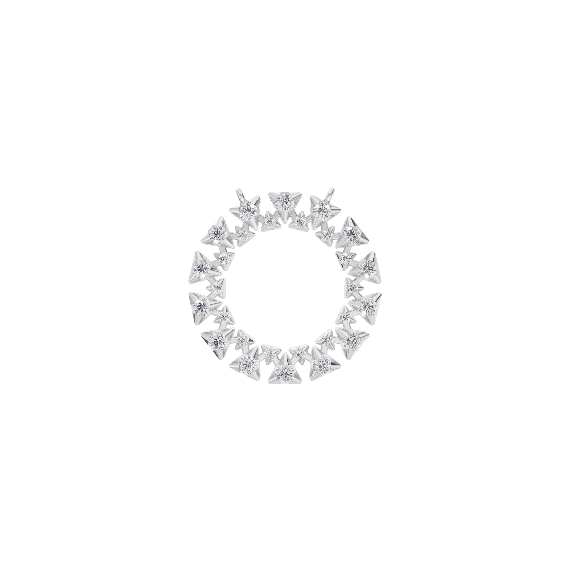 Aarinya Pyramidal Starburst Diamond Pendant, The Solar Spike Diamond Open Halo Attachment Pendant