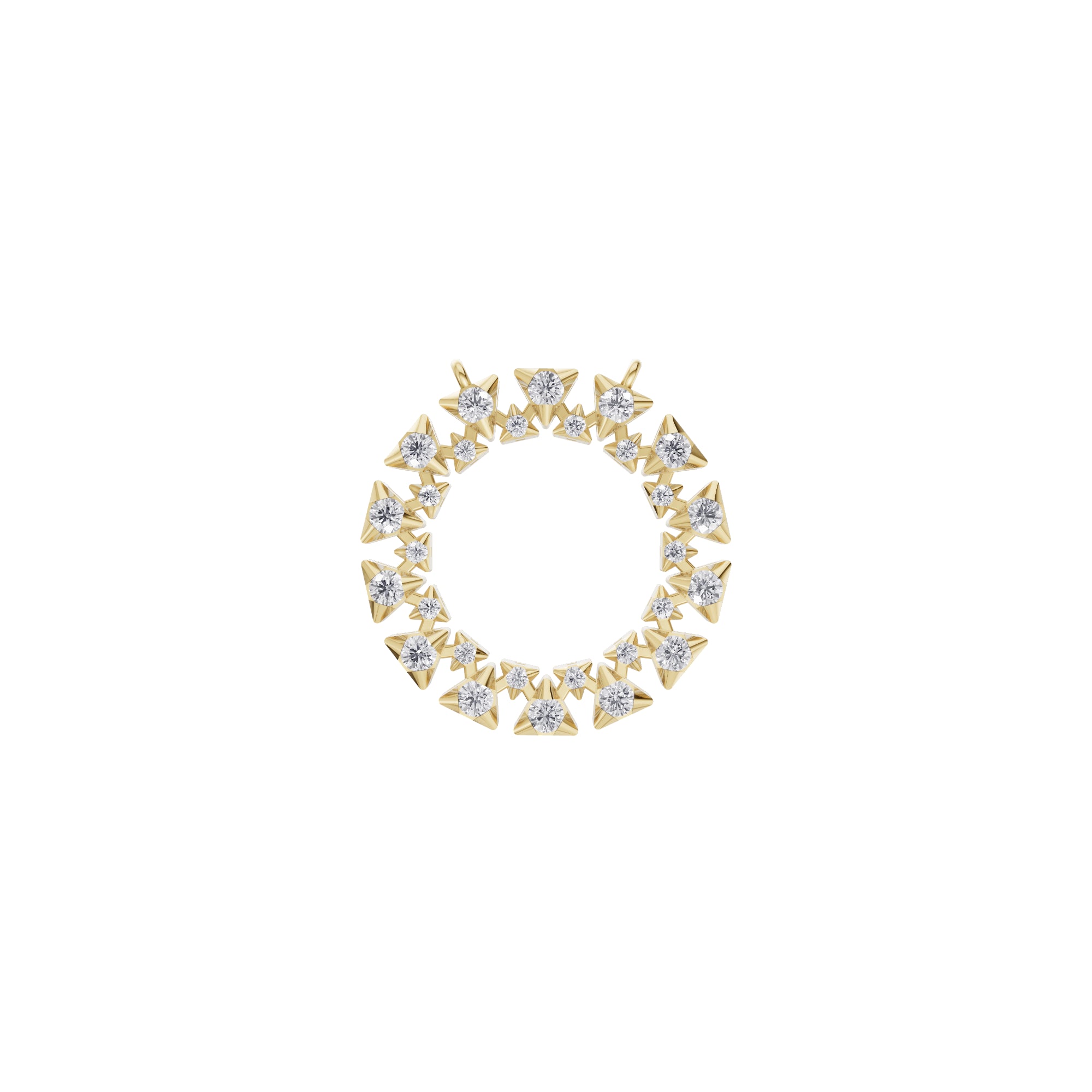 Aarinya Pyramidal Starburst Diamond Pendant, The Solar Spike Diamond Open Halo Attachment Pendant