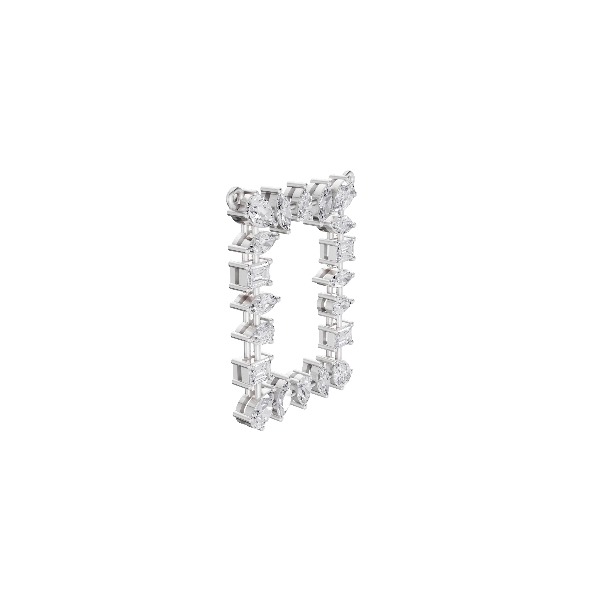 Aarinya Geometric Fancy-Cut Open-Halo Diamond Pendant, Ethereal Emerald, Pear & Marquise Diamond Mosaic Pendant